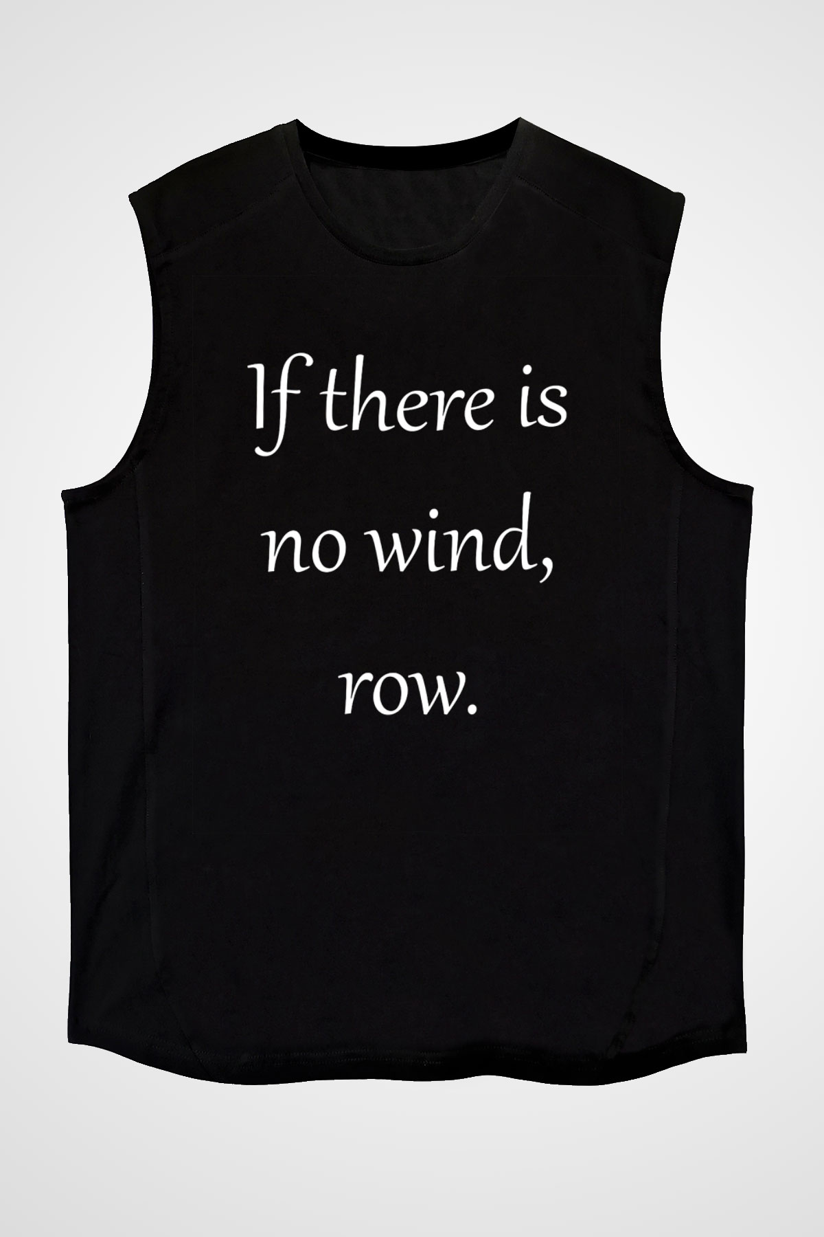 Kürek - Rowing Sport Baskılı Unisex Siyah Kolsuz Tişört