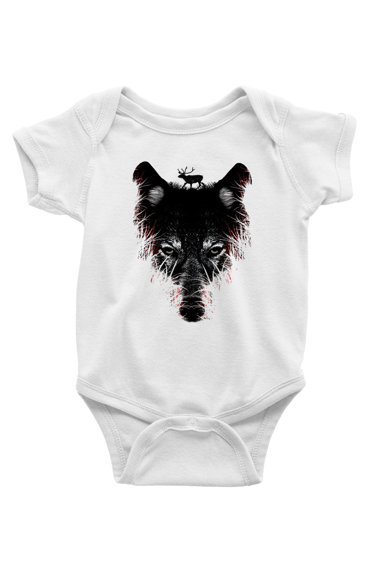 Kurt Baskılı Beyaz Unisex Bebek Body - Zıbın