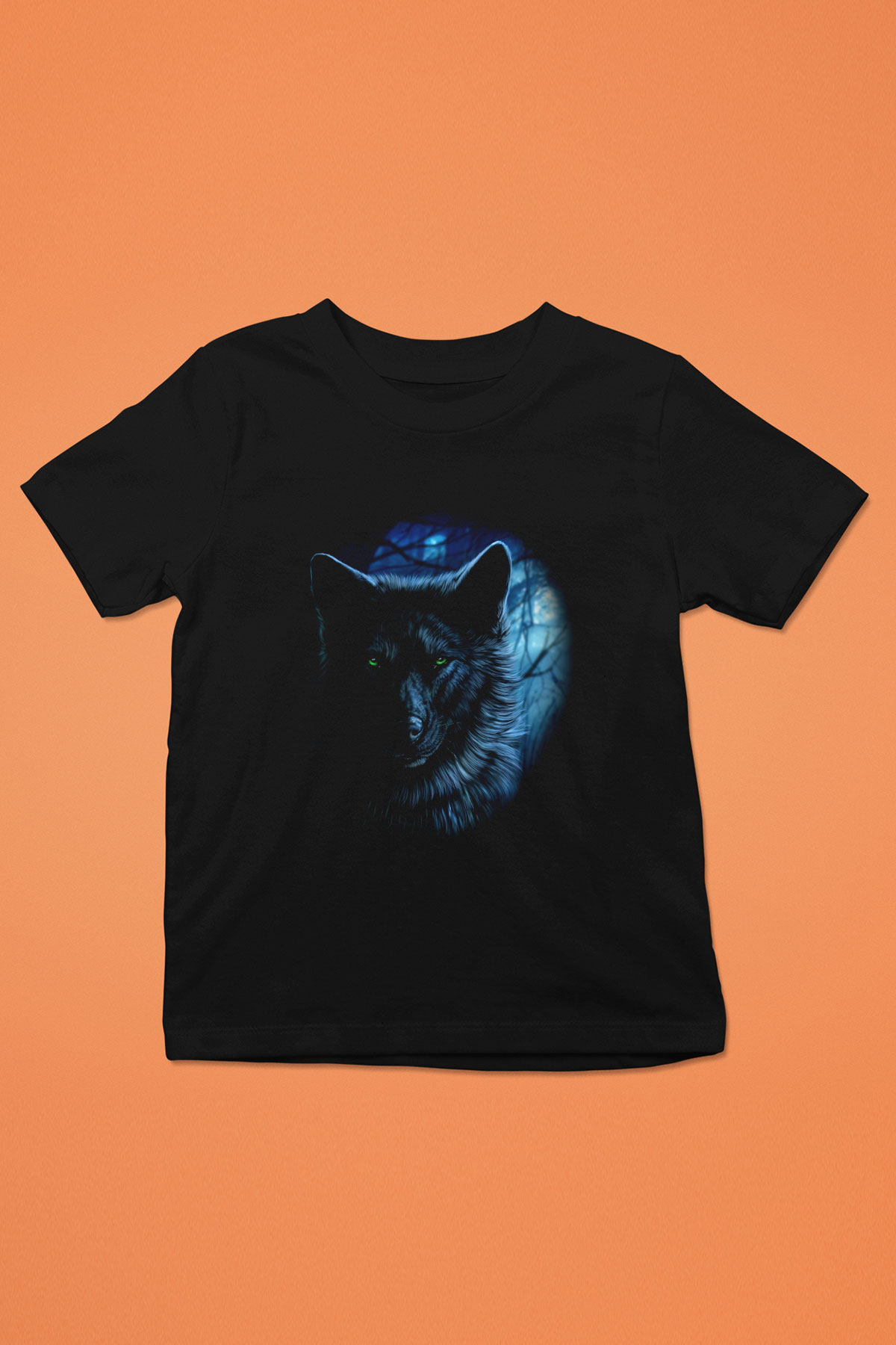Kurt Baskılı Siyah Unisex Çocuk Tişört