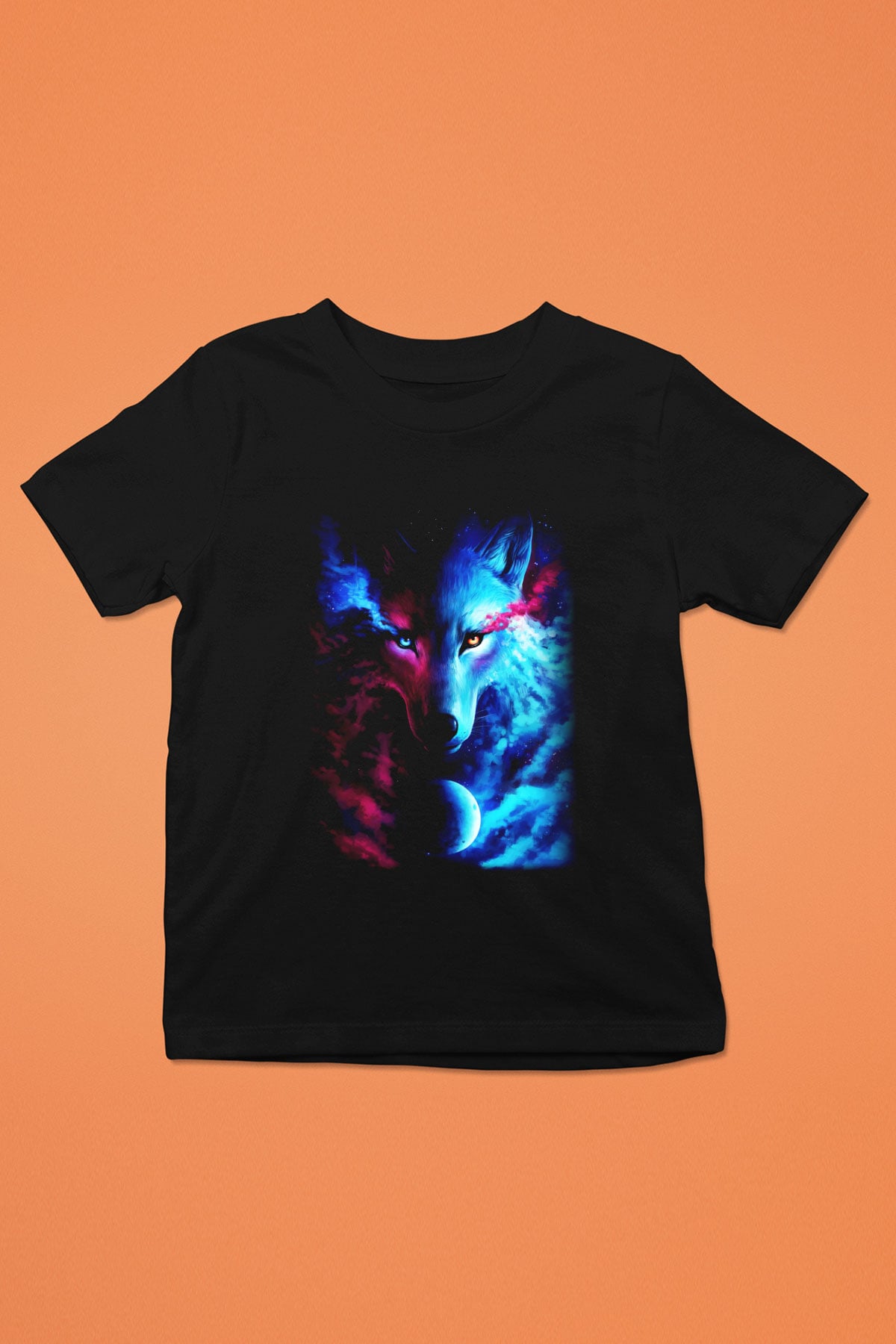 Kurt Baskılı Siyah Unisex Çocuk Tişört