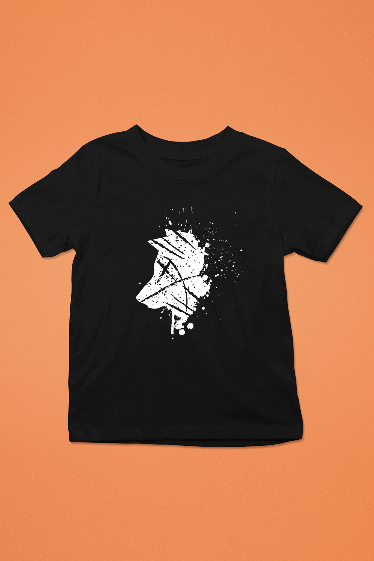 Kurt Baskılı Siyah Unisex Çocuk Tişört