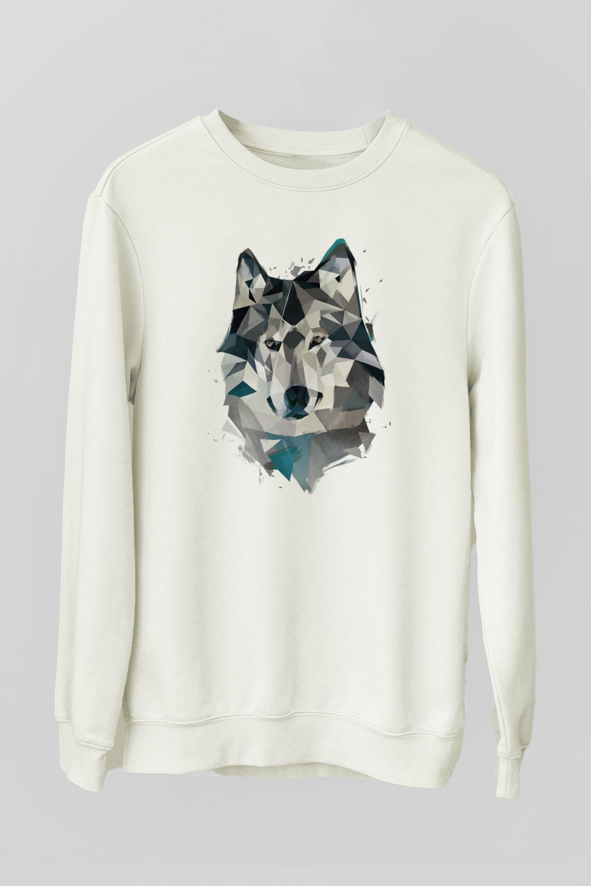 Kurt Baskılı Unisex Beyaz  Sweatshirt