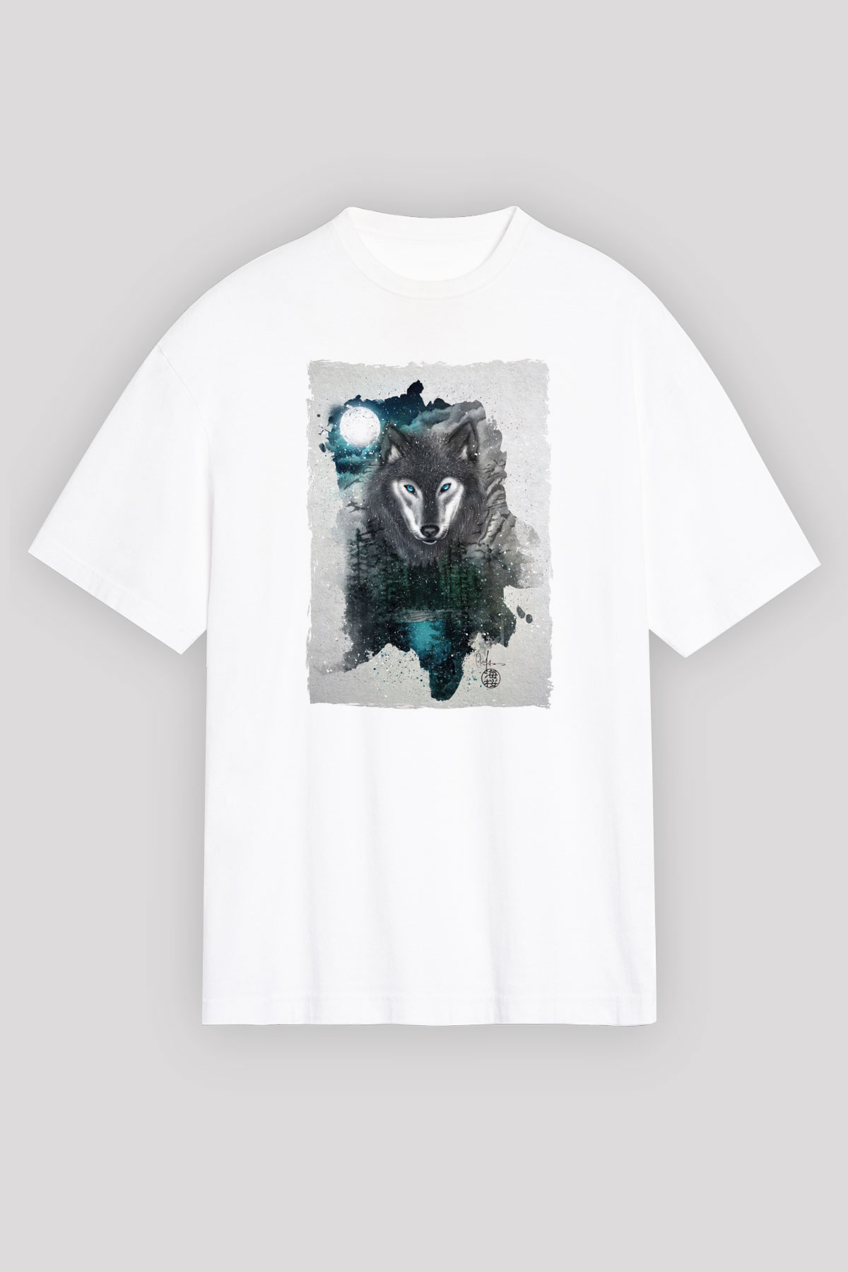 Kurt Baskılı Unisex Beyaz Tİşört