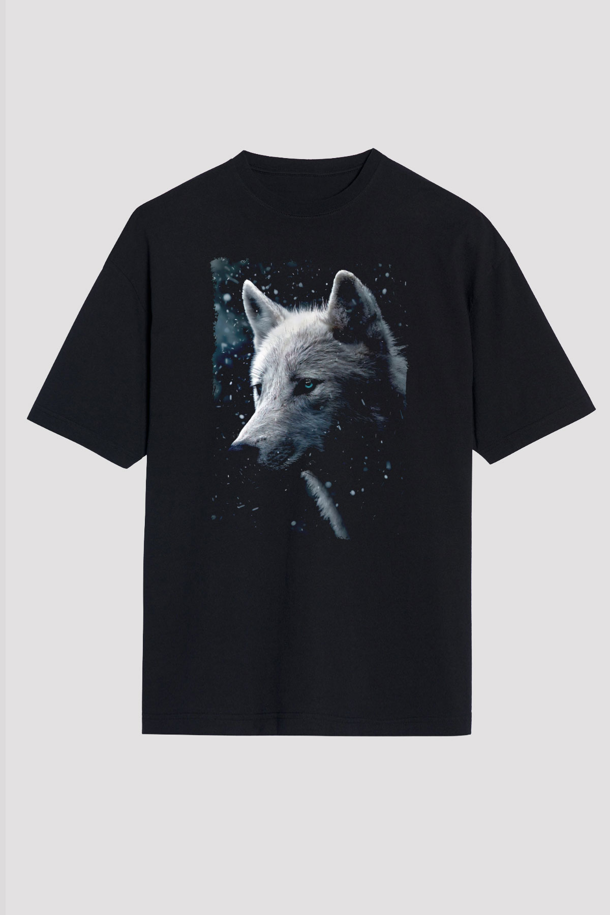 Kurt Baskılı Unisex Siyah Tişört