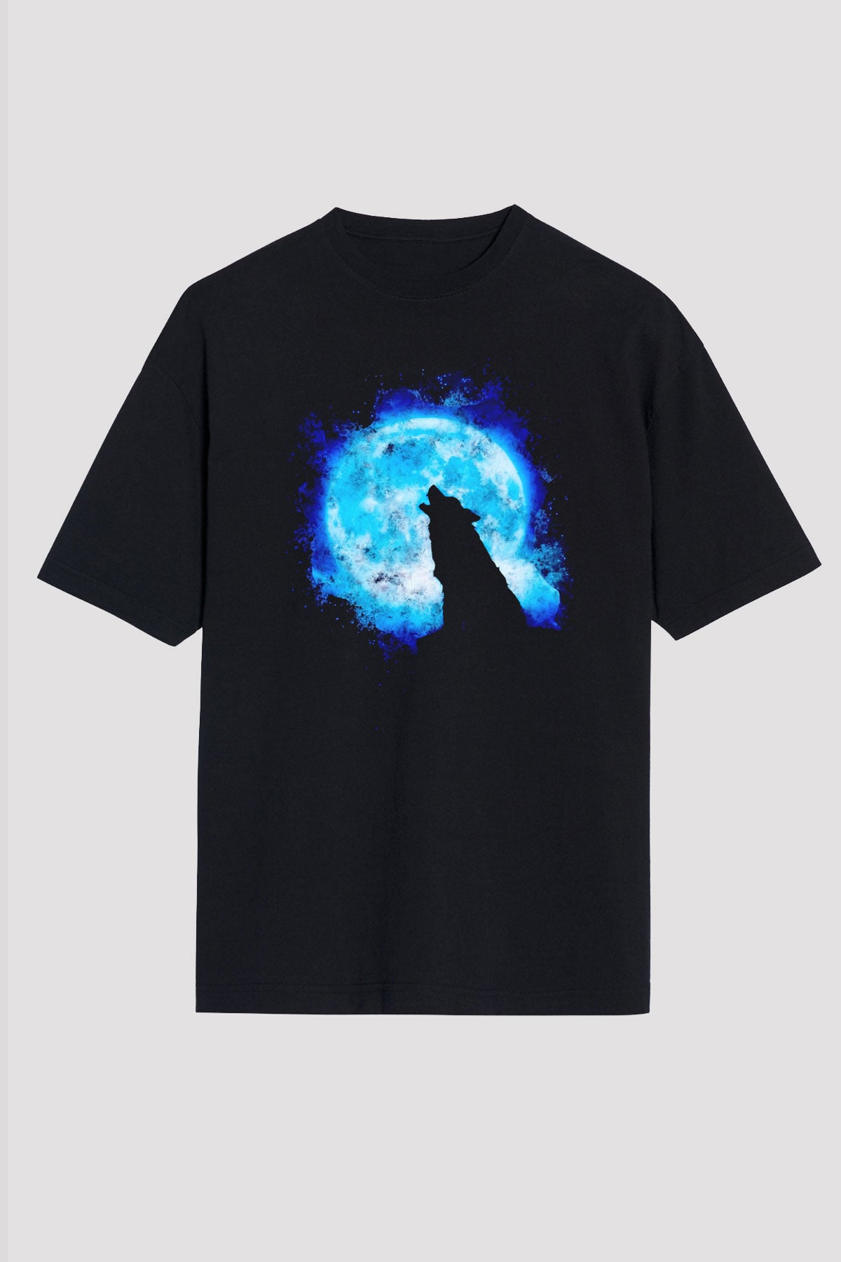 Kurt Baskılı Unisex Siyah Tişört