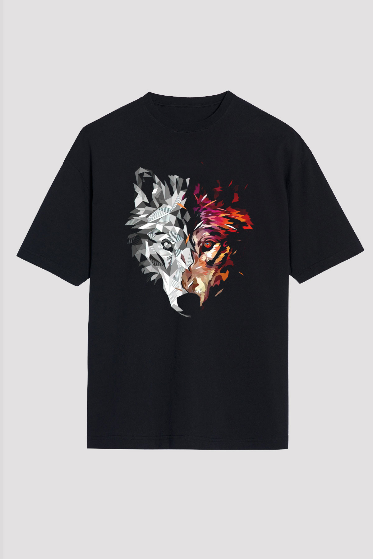 Kurt Baskılı Unisex Siyah Tişört