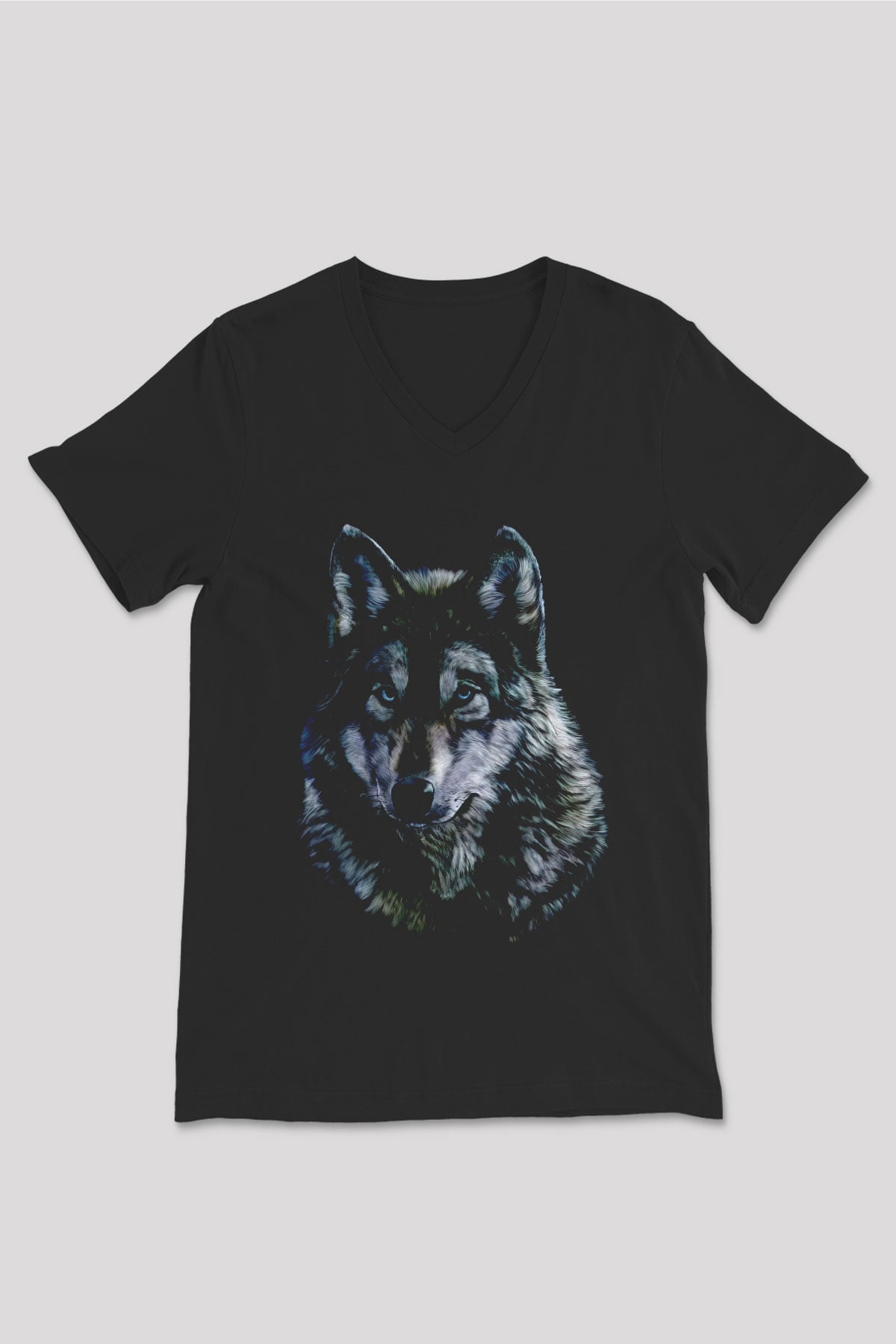 Kurt Baskılı Unisex Siyah  V Yaka Tişört