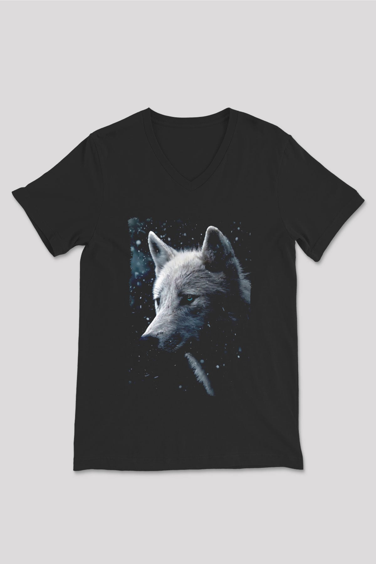 Kurt Baskılı Unisex Siyah  V Yaka Tişört