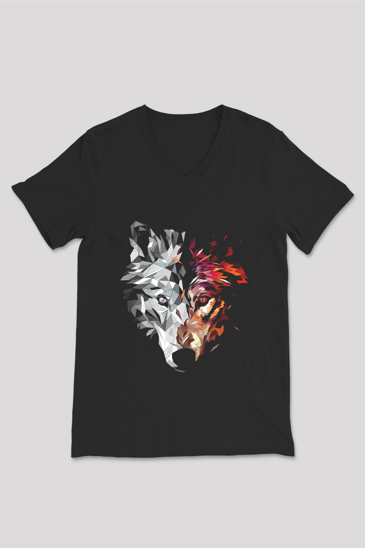 Kurt Baskılı Unisex Siyah  V Yaka Tişört