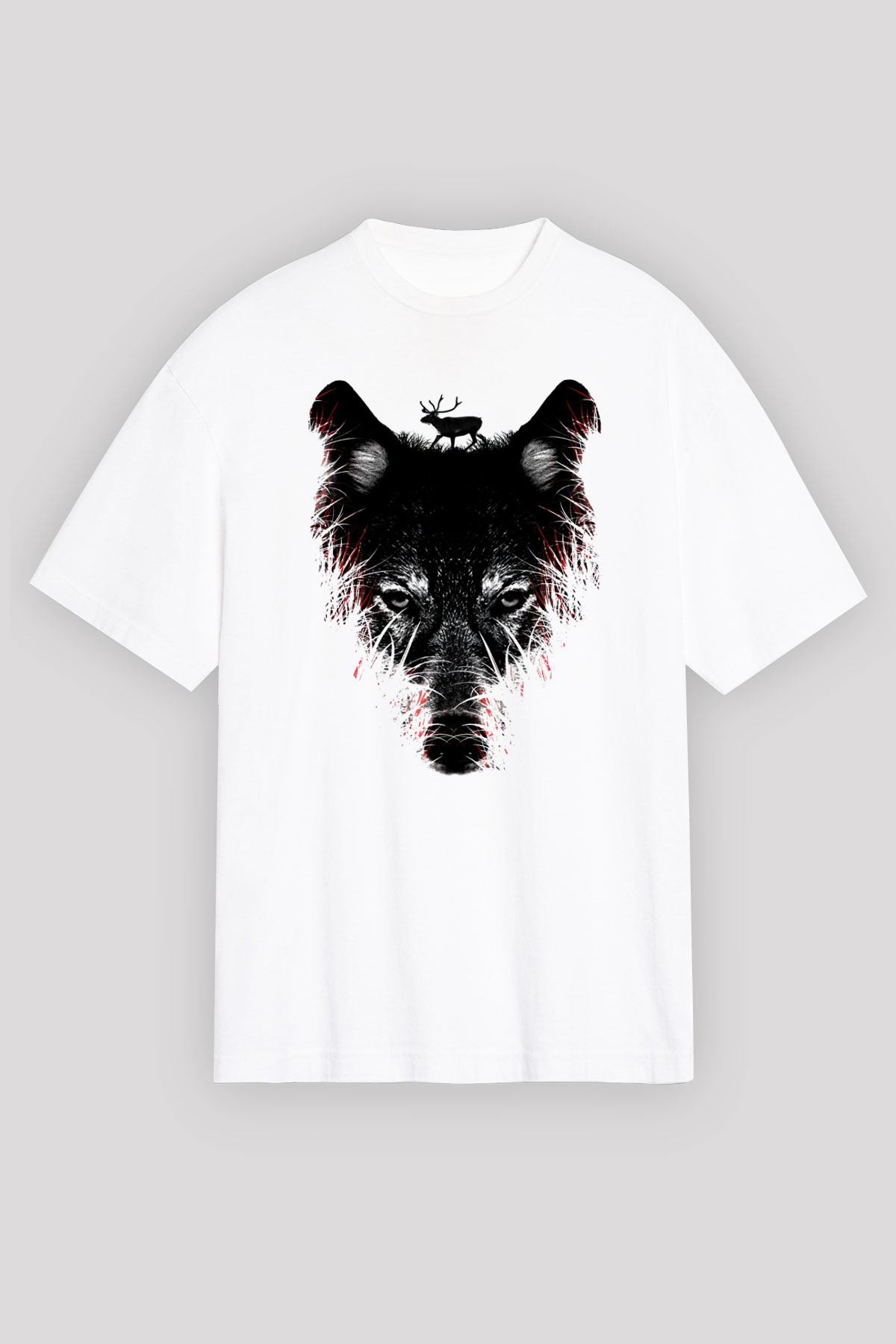 Kurt Beyaz Unisex Oversize Tişört T-Shirt
