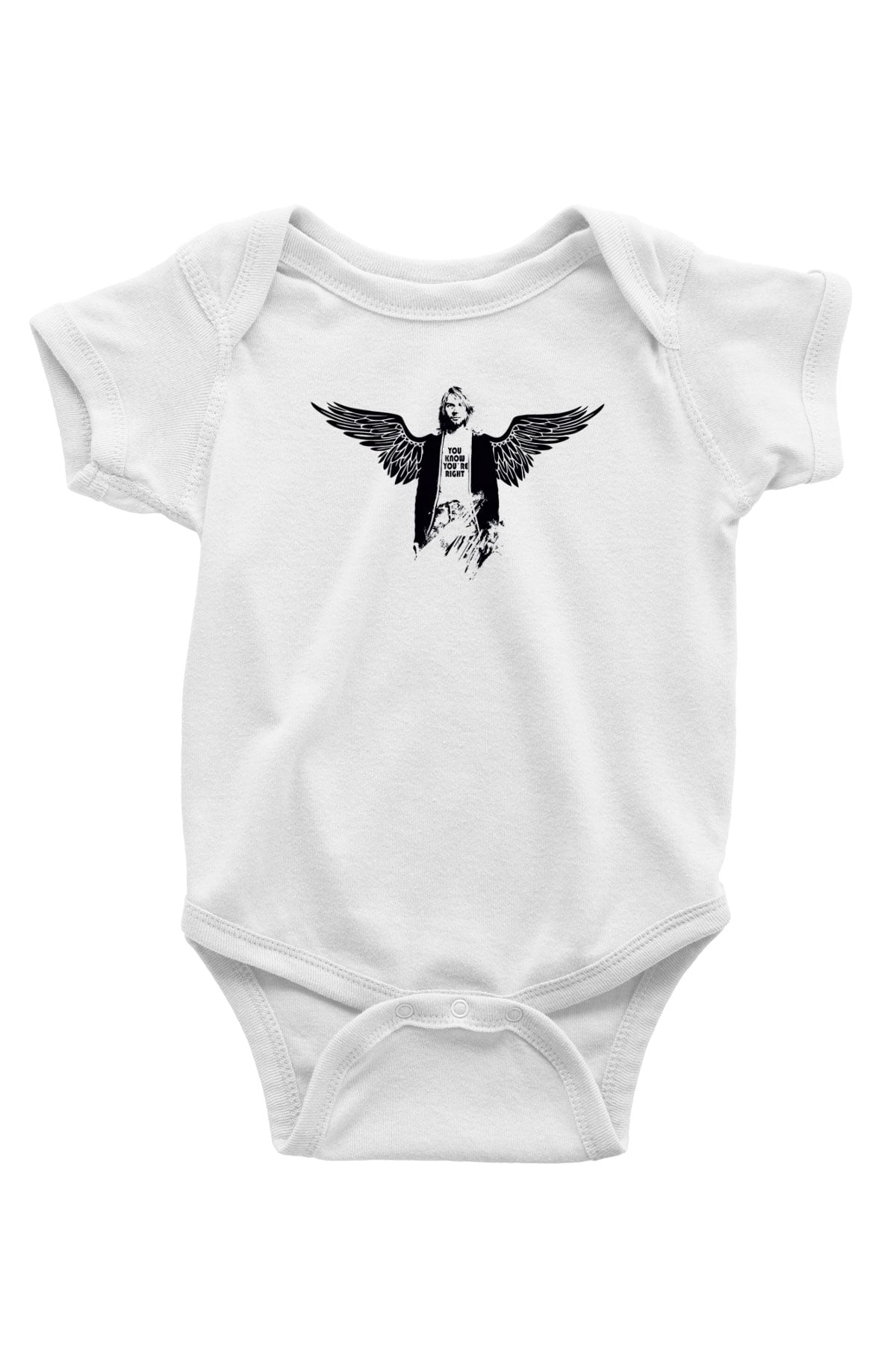 Kurt Cobain Baskılı Beyaz Unisex Bebek Body - Zıbın
