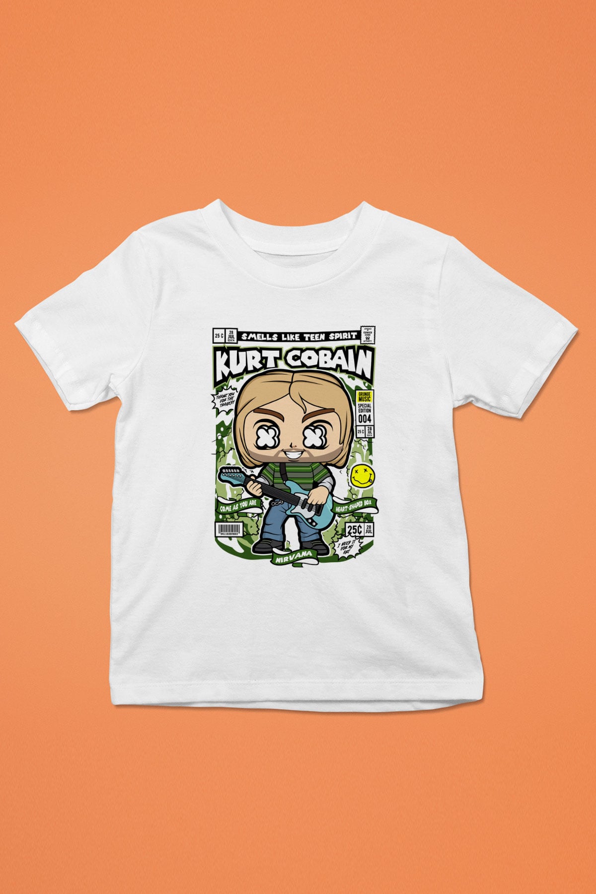 Kurt Cobain Baskılı Unisex Beyaz Çocuk Tişört