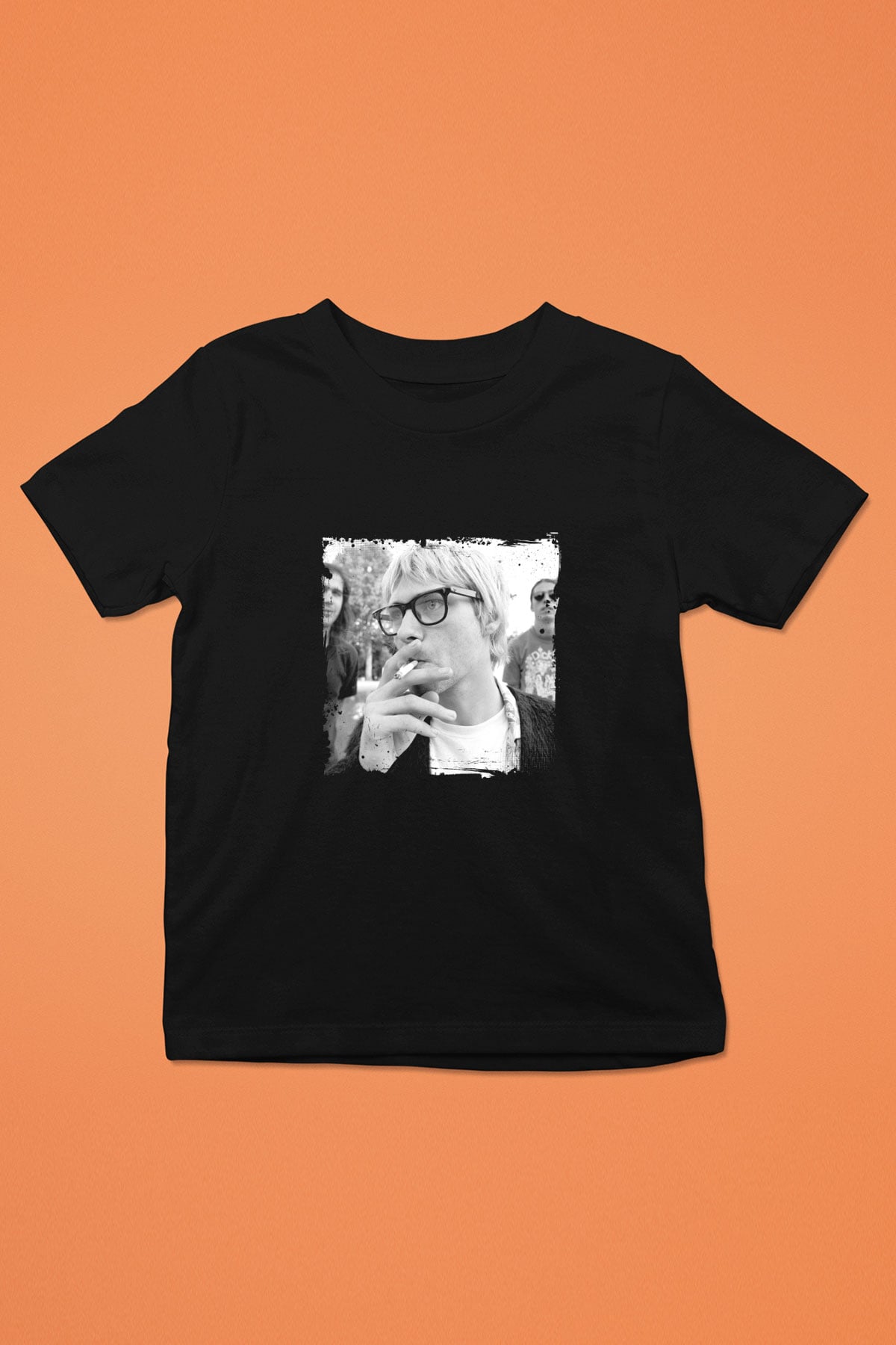 Kurt Cobain Baskılı Unisex Siyah Çocuk Tişört