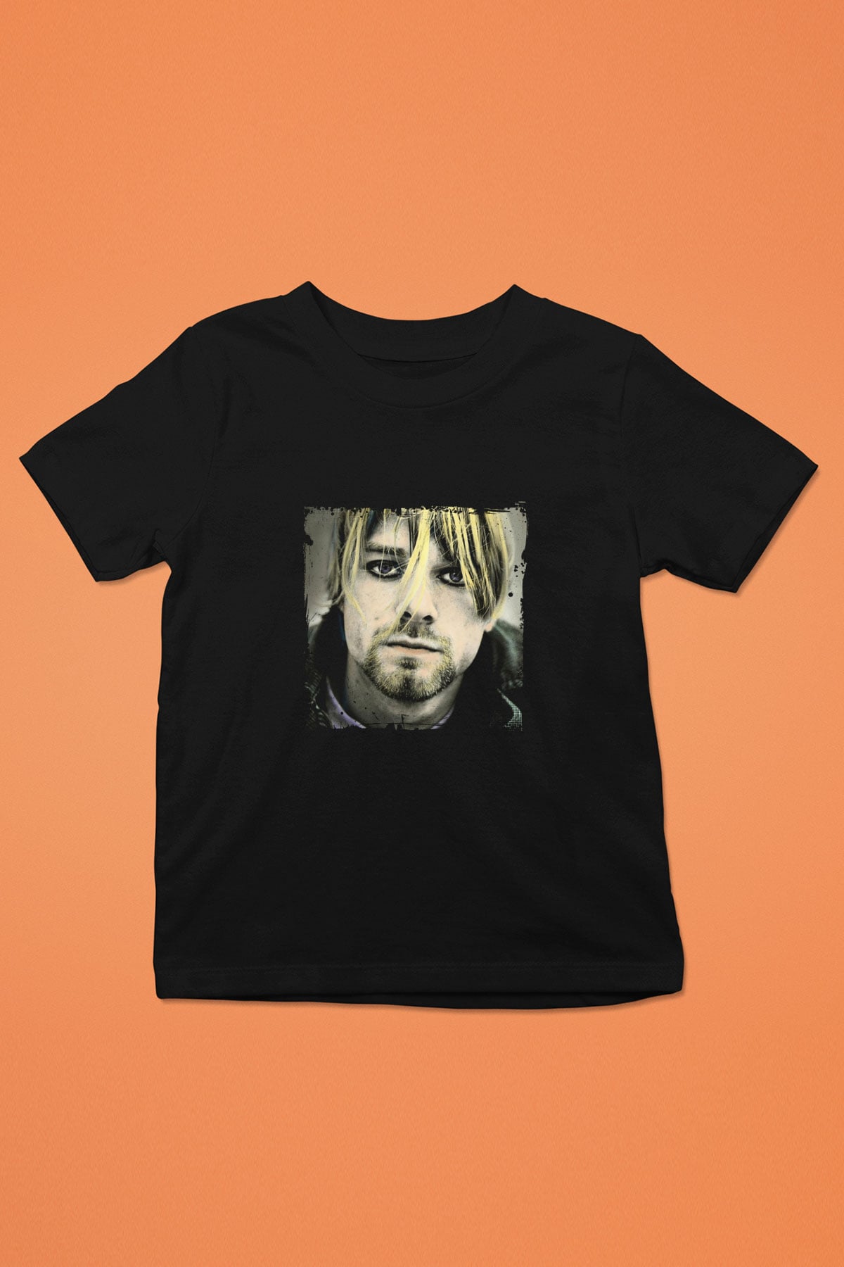 Kurt Cobain Baskılı Unisex Siyah Çocuk Tişört