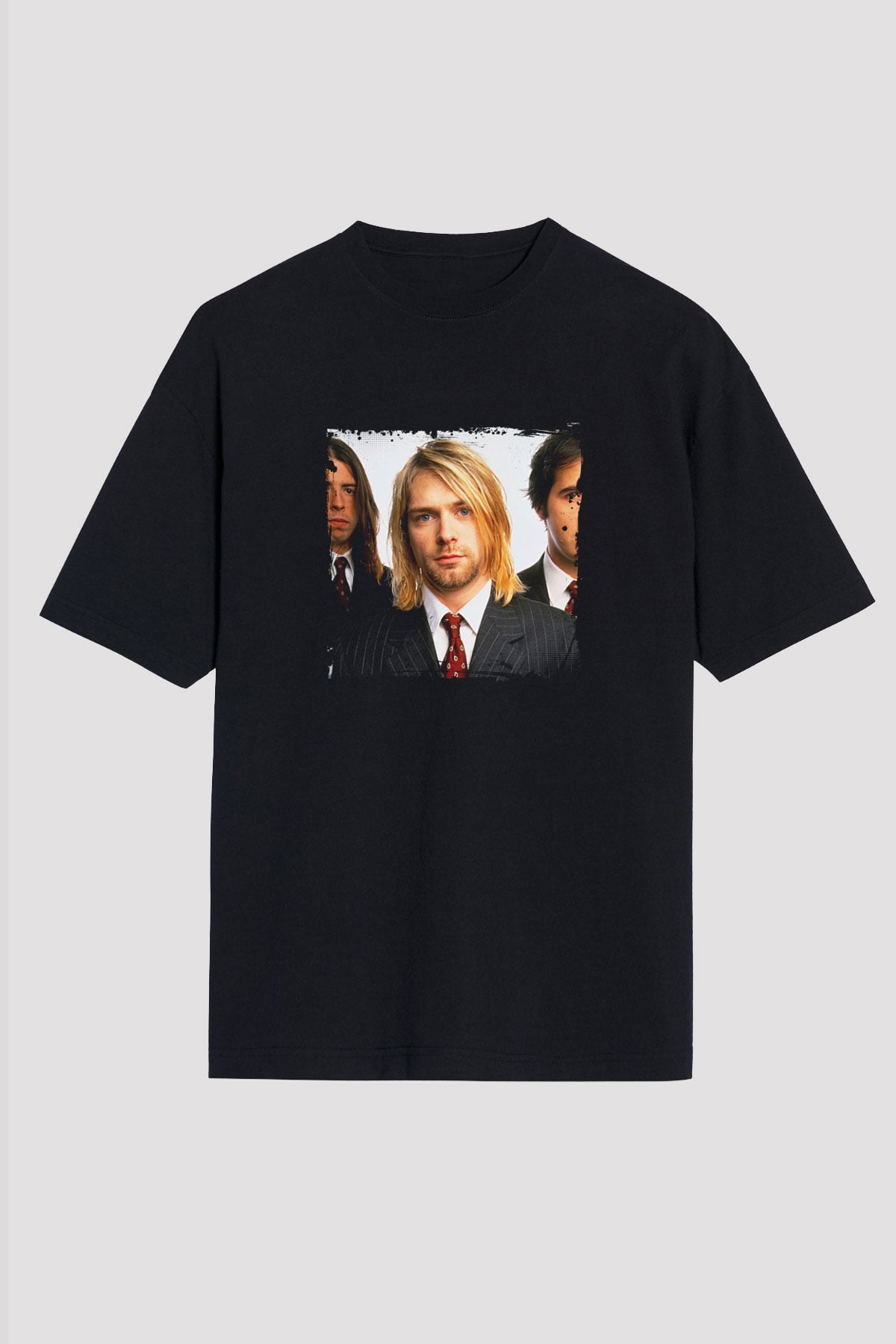Kurt Cobain Baskılı Unisex Siyah Oversize Tişört