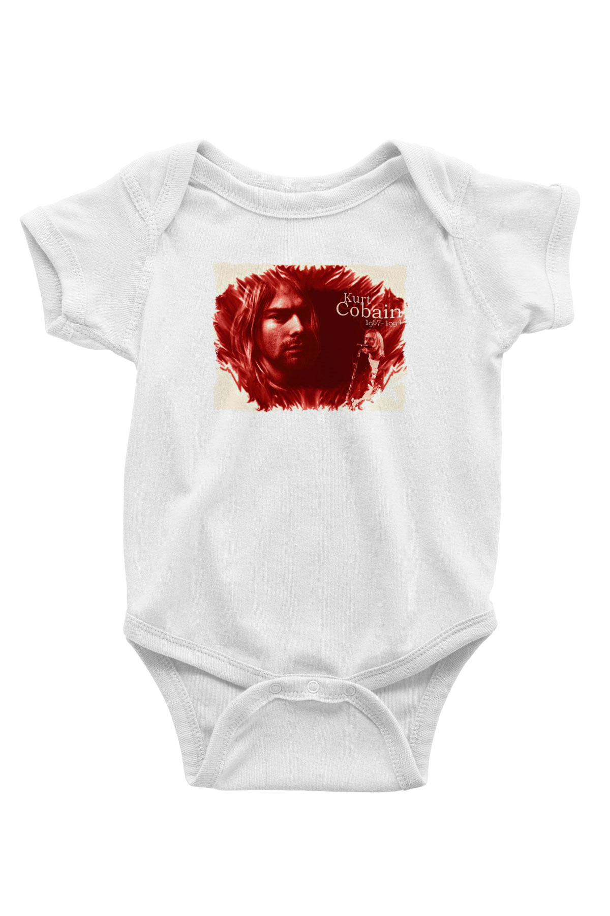 Kurt Cobain Beyaz Bebek Body - Zıbın