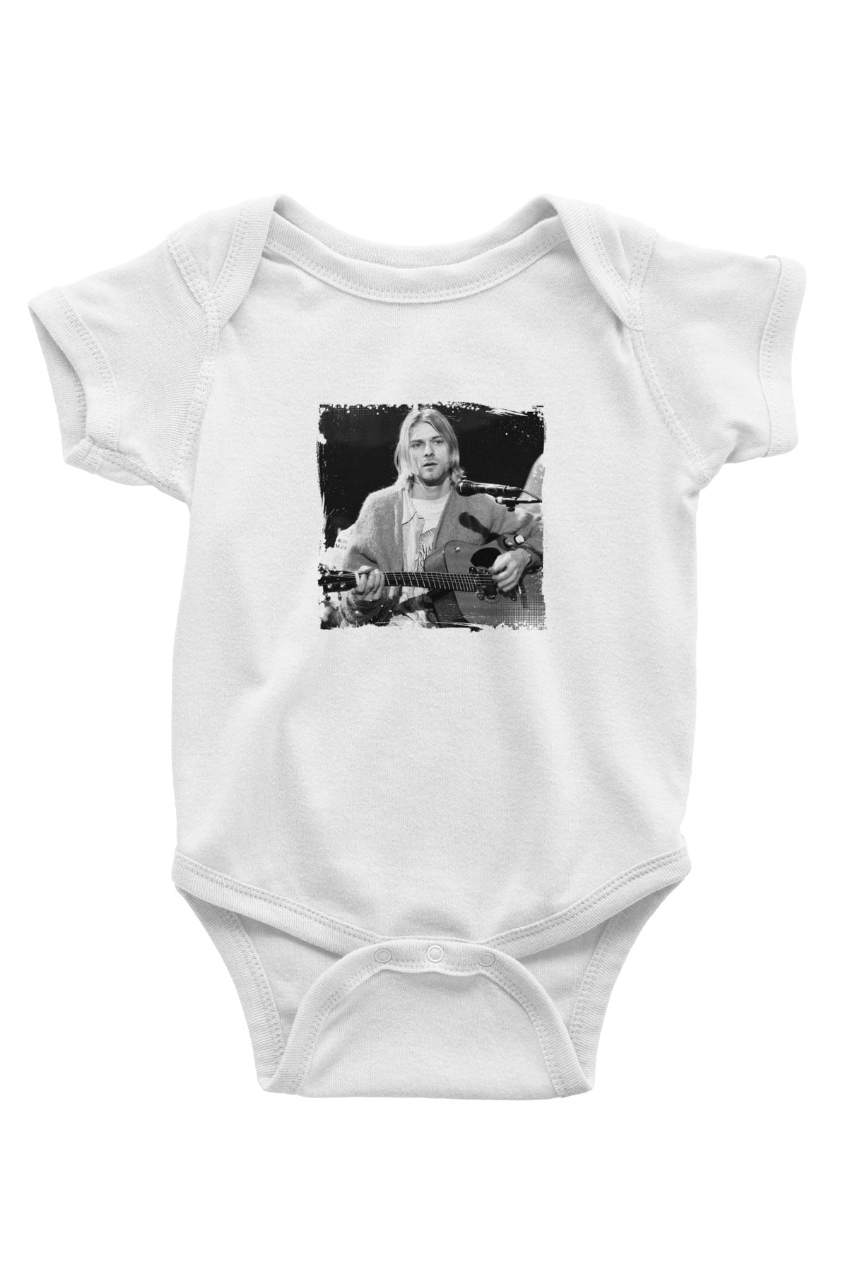 Kurt Cobain Unisex Baskılı Beyaz Bebek Body - Zıbın