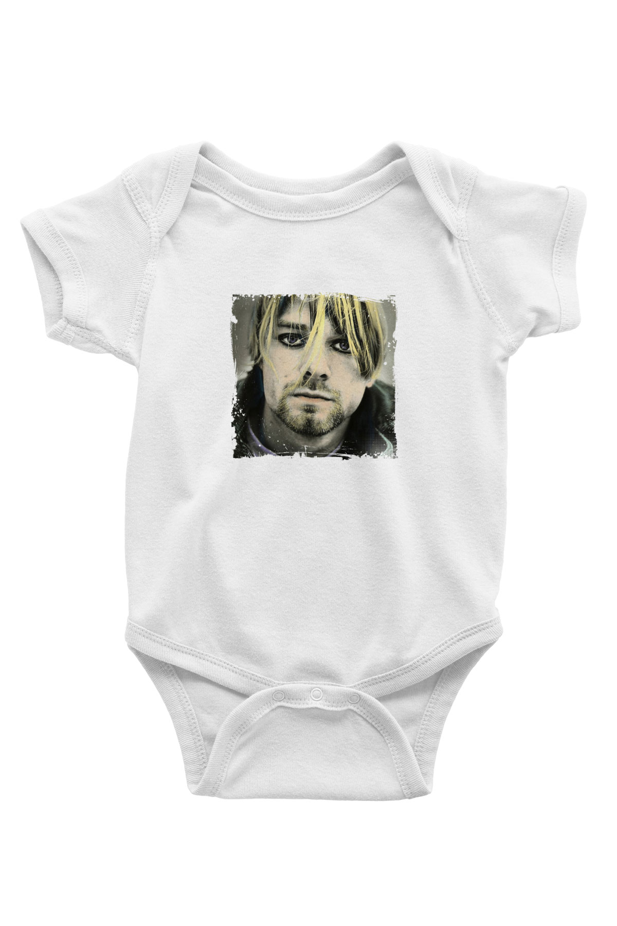 Kurt Cobain Unisex Baskılı Beyaz Bebek Body - Zıbın