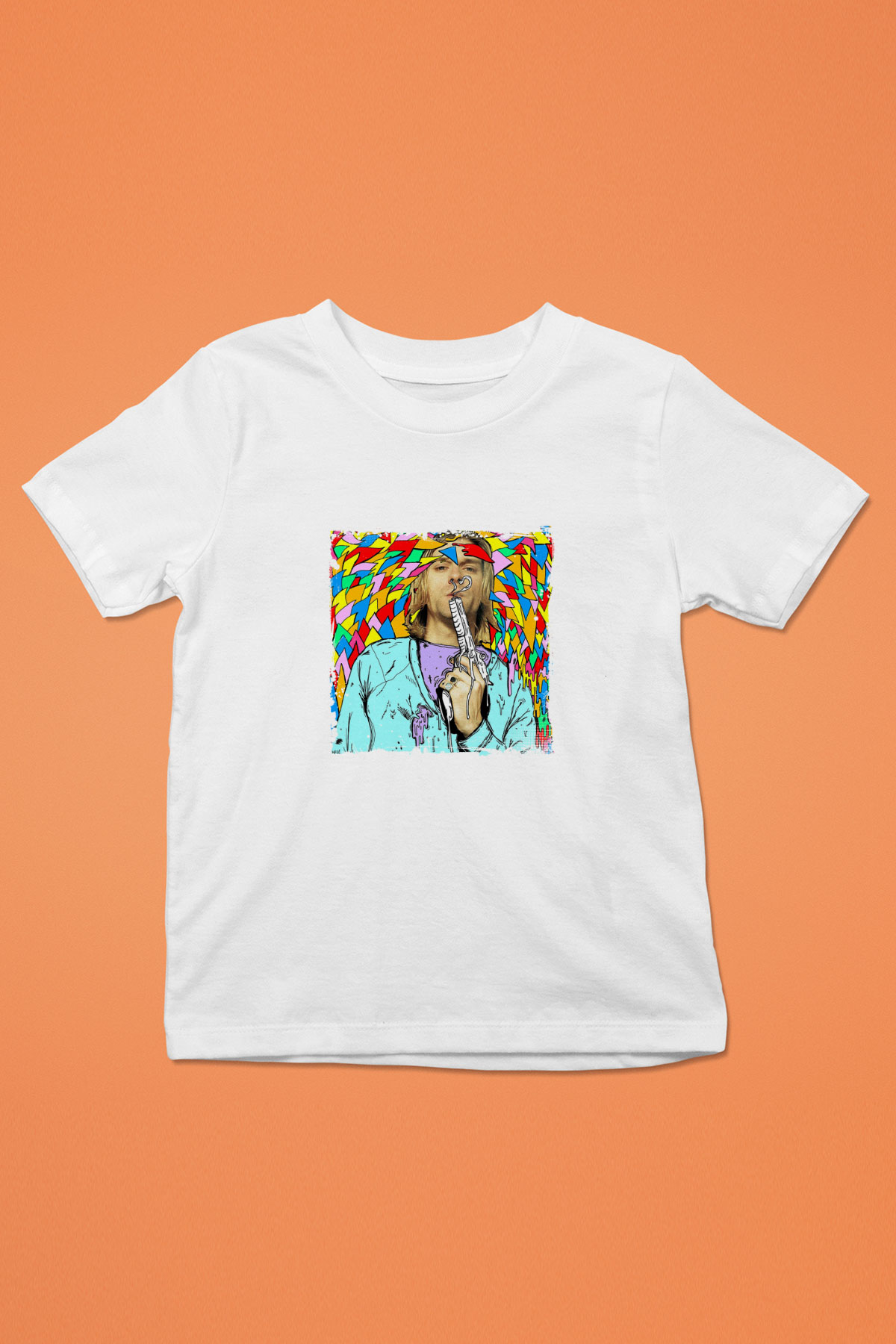 Kurt Cobain Unisex Baskılı Beyaz Çocuk Tişört