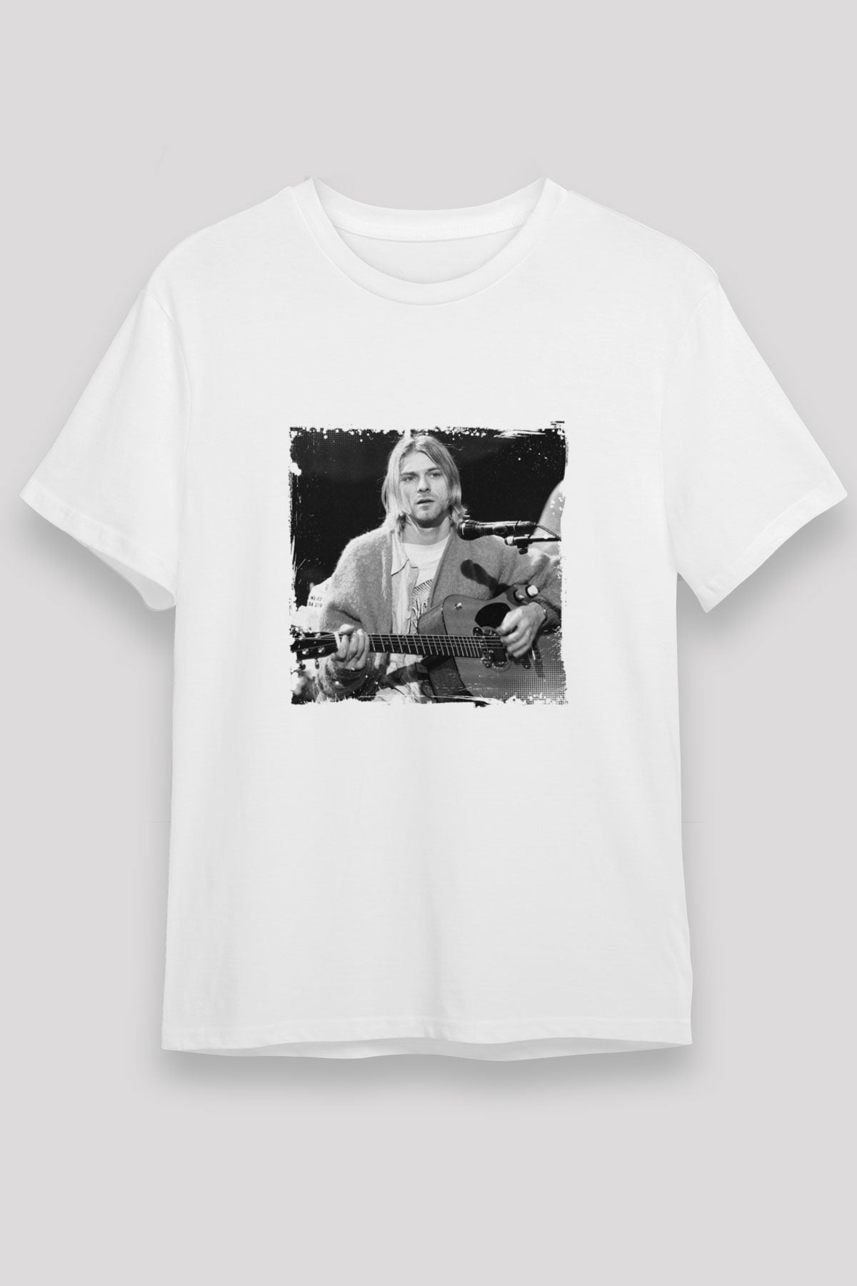 Kurt Cobain Unisex Baskılı Beyaz Tişört
