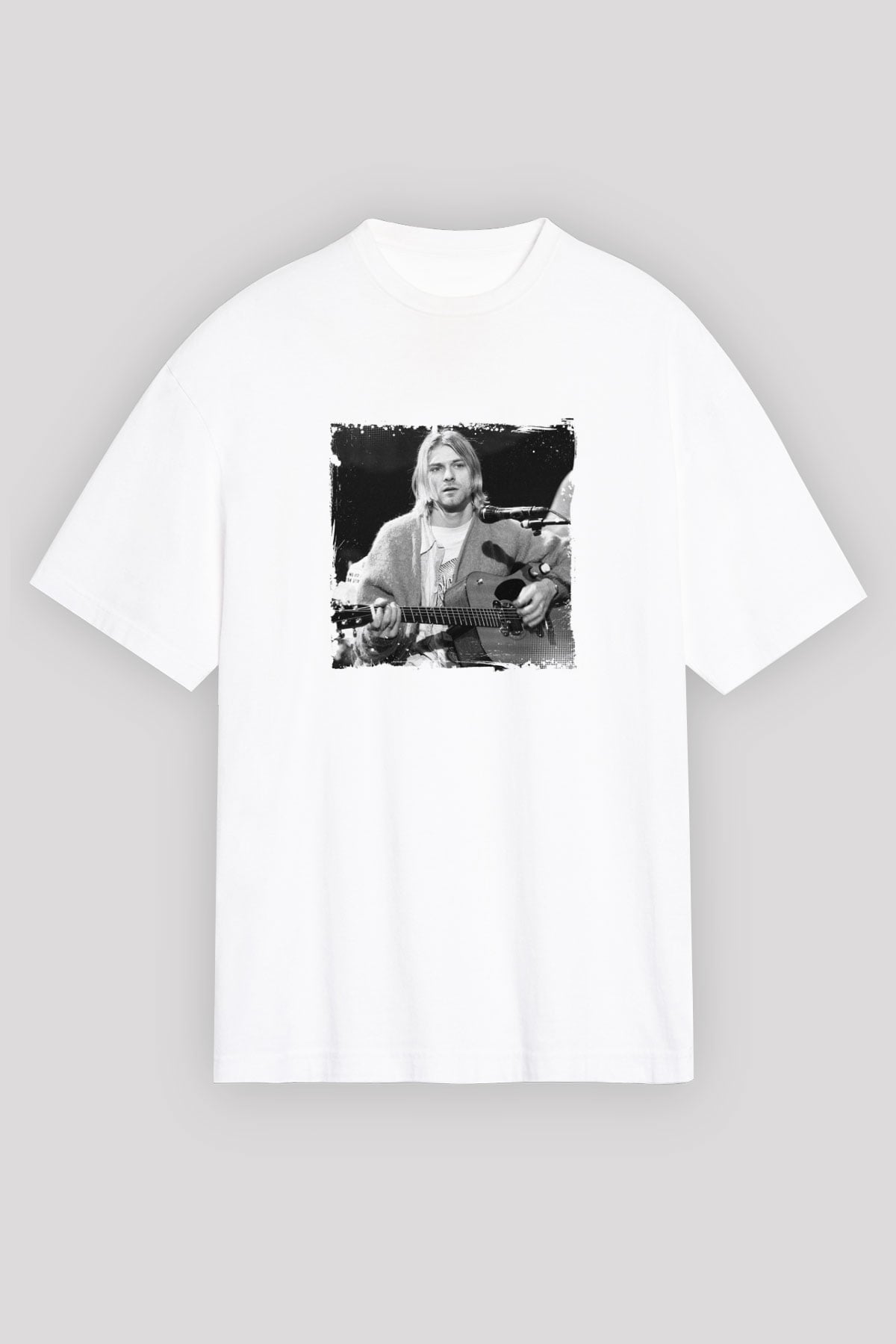 Kurt Cobain Unisex Baskılı Beyaz Tişört