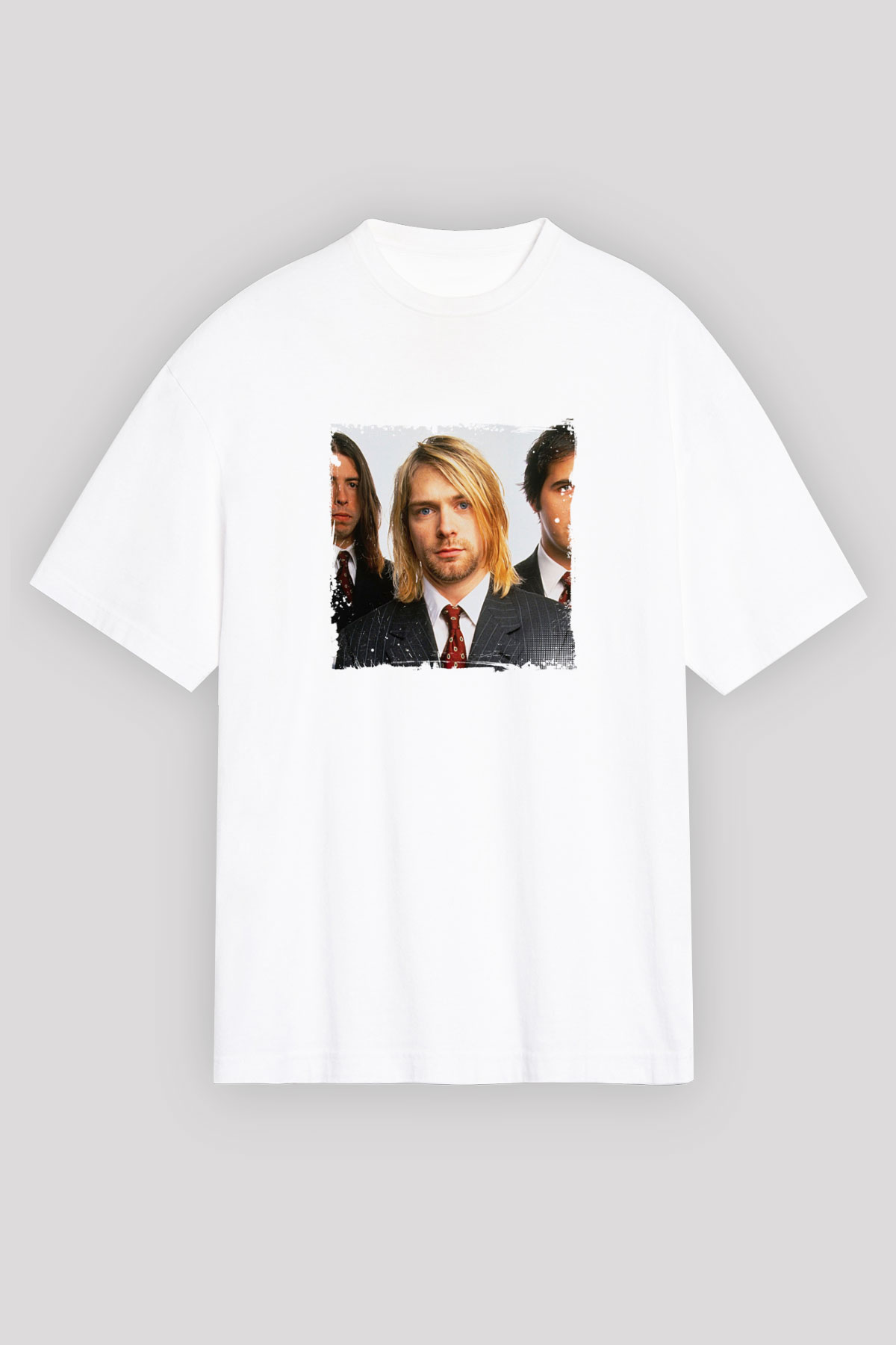 Kurt Cobain Unisex Baskılı Beyaz Tişört