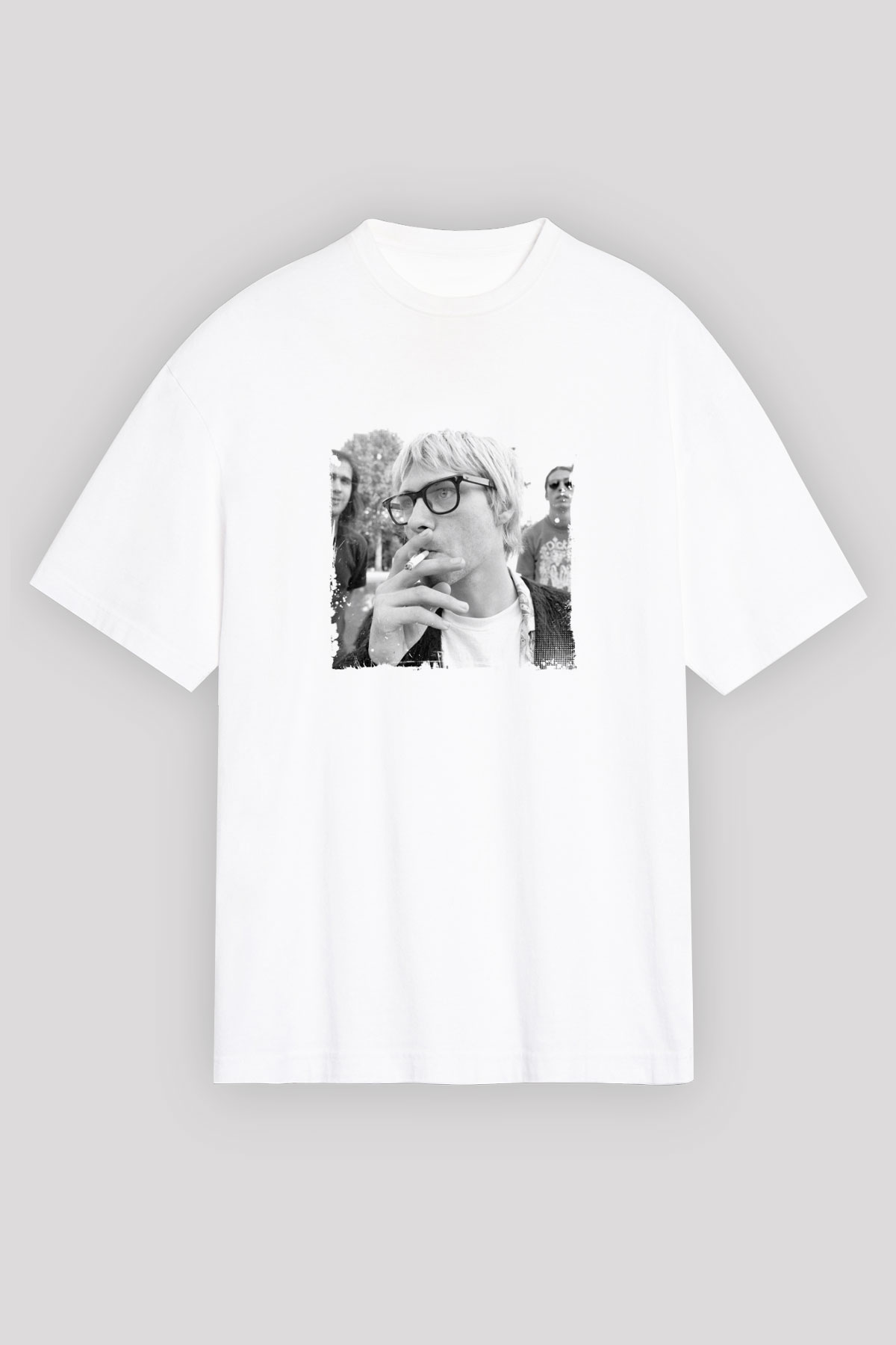 Kurt Cobain Unisex Baskılı Beyaz Tişört