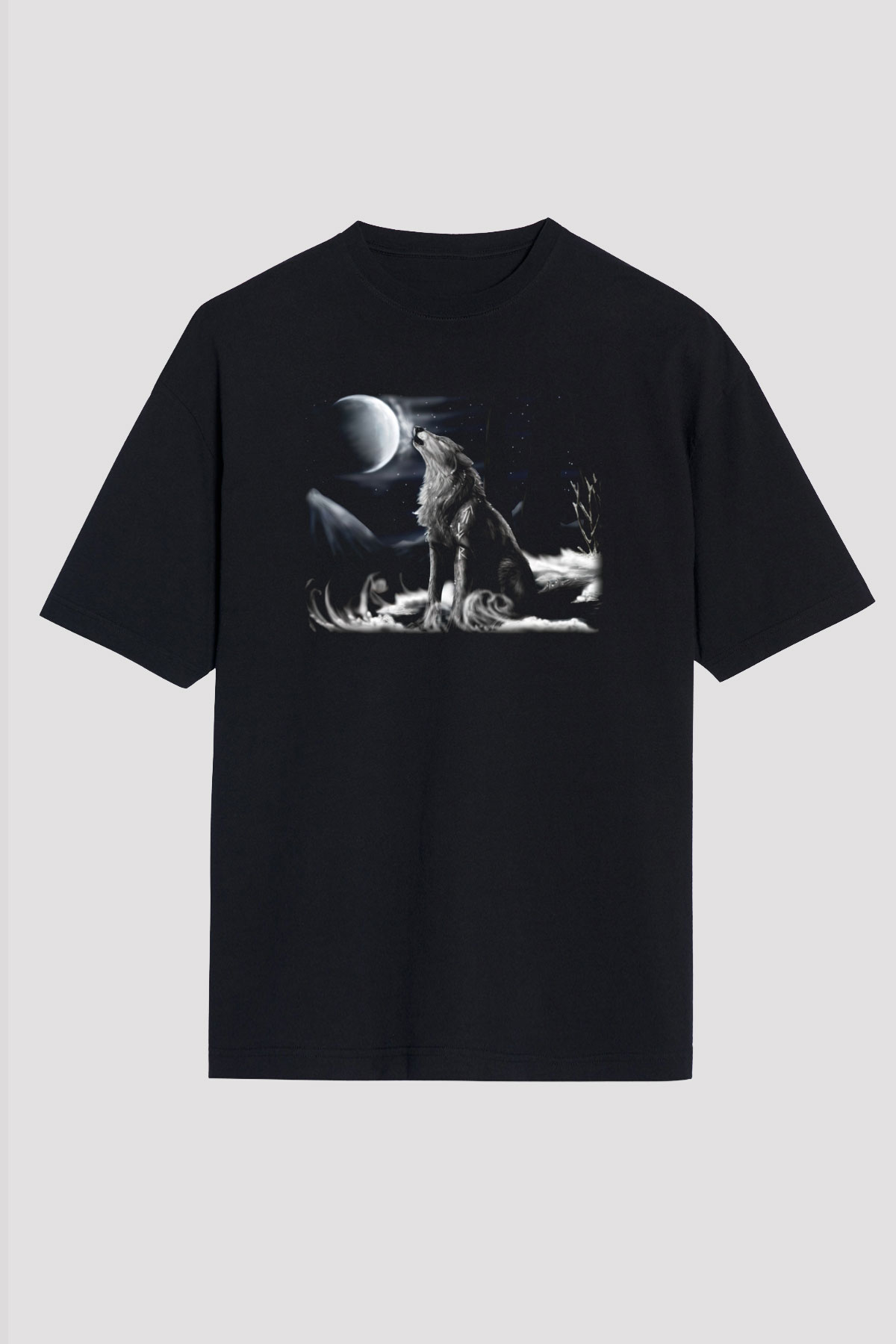 Kurt Siyah Unisex Oversize Tişört T-Shirt