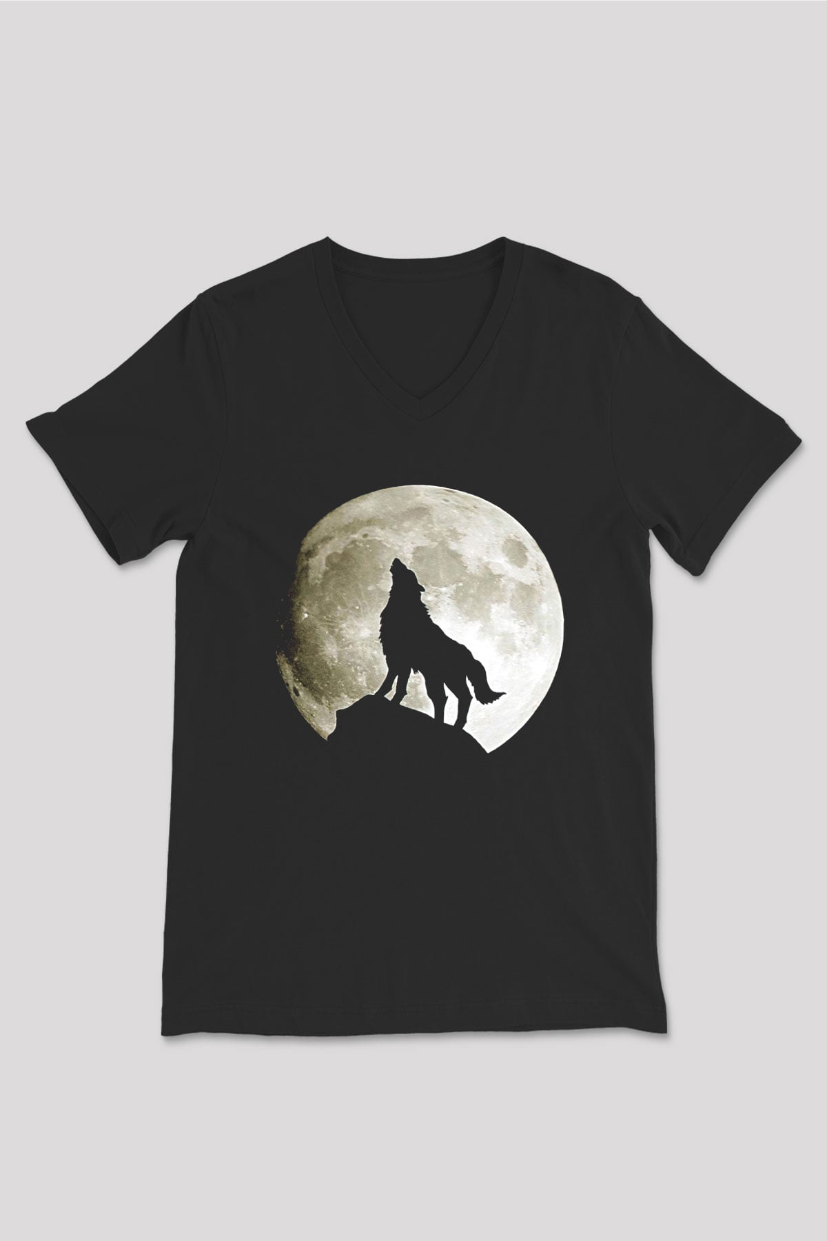Kurt Siyah Unisex V Yaka Tişört T-Shirt