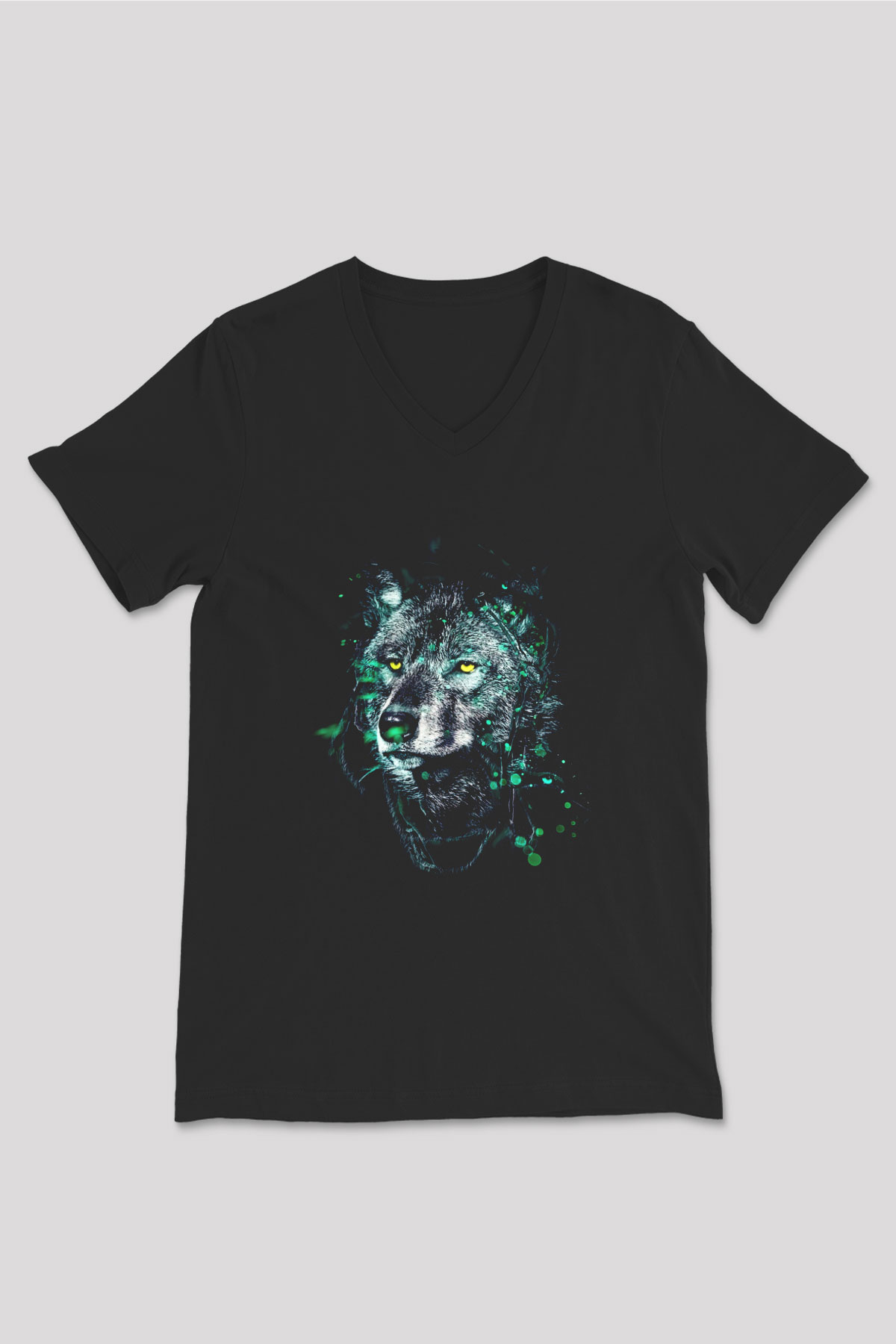 Kurt Siyah Unisex V Yaka Tişört T-Shirt