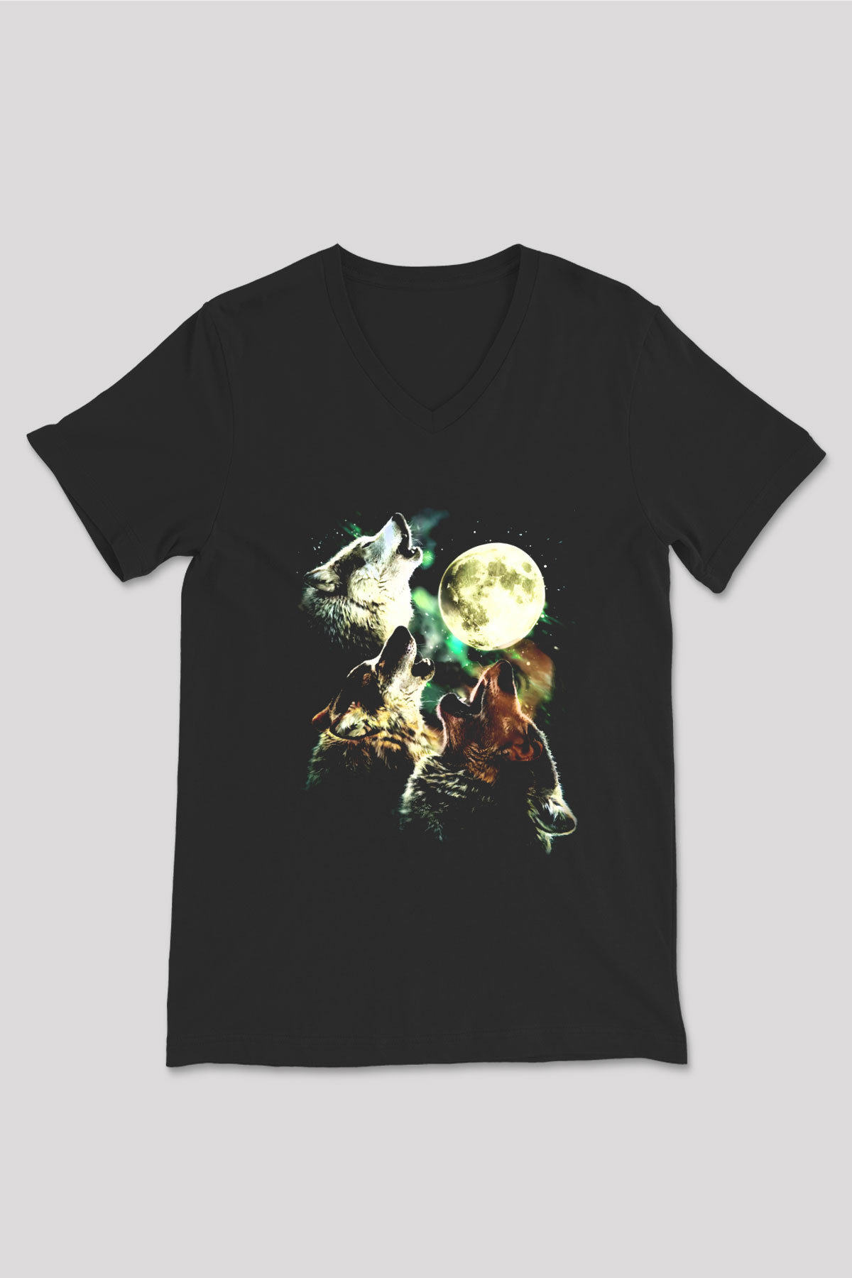 Kurt Siyah Unisex V Yaka Tişört T-Shirt