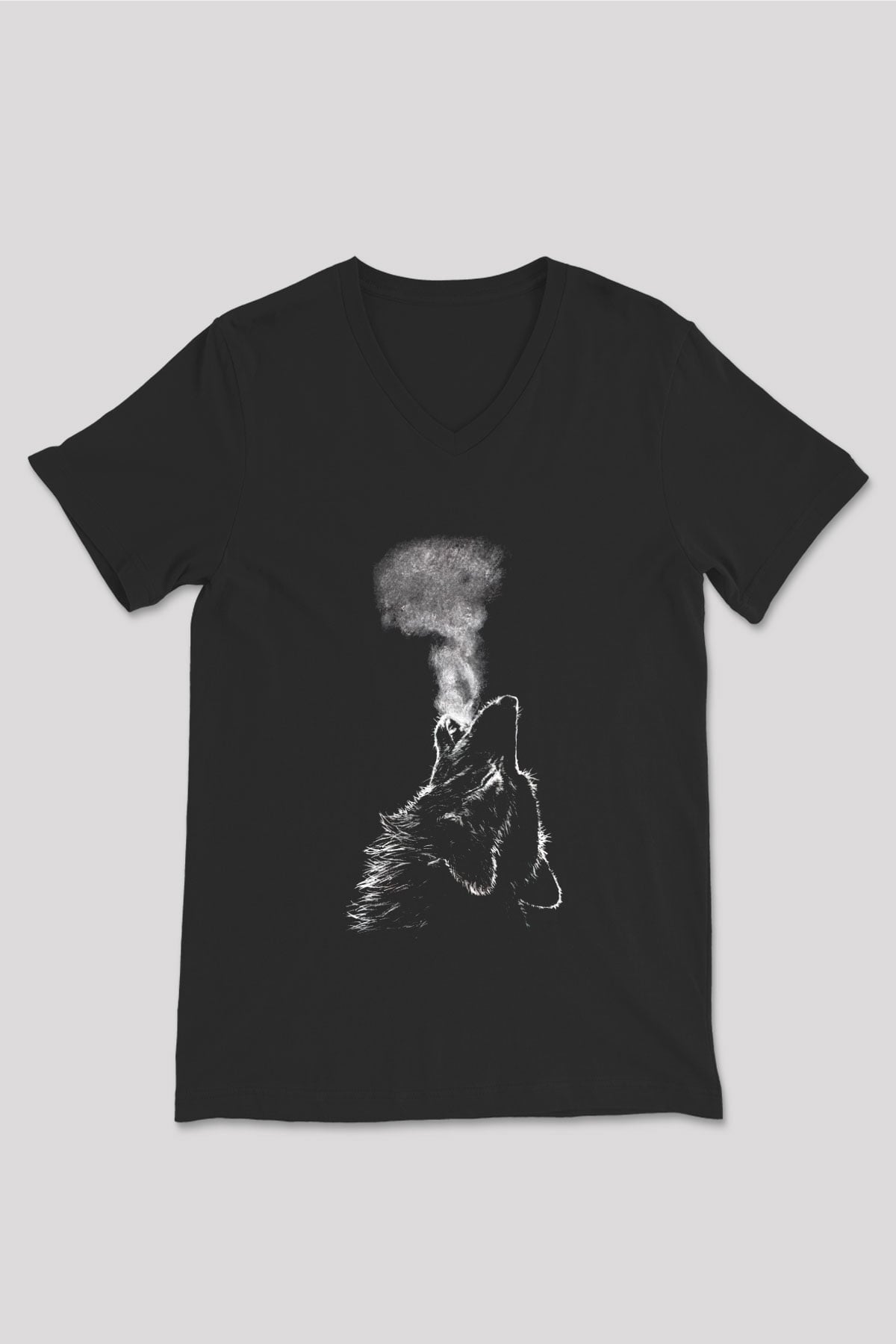 Kurt Siyah Unisex V Yaka Tişört T-Shirt