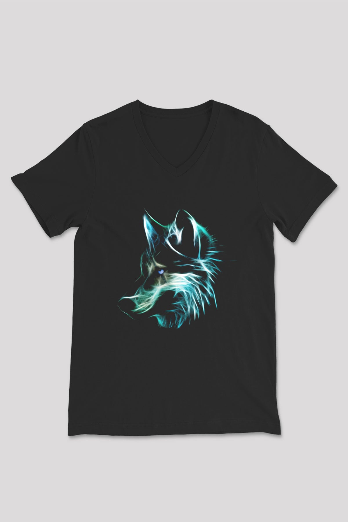 Kurt Siyah Unisex V Yaka Tişört T-Shirt