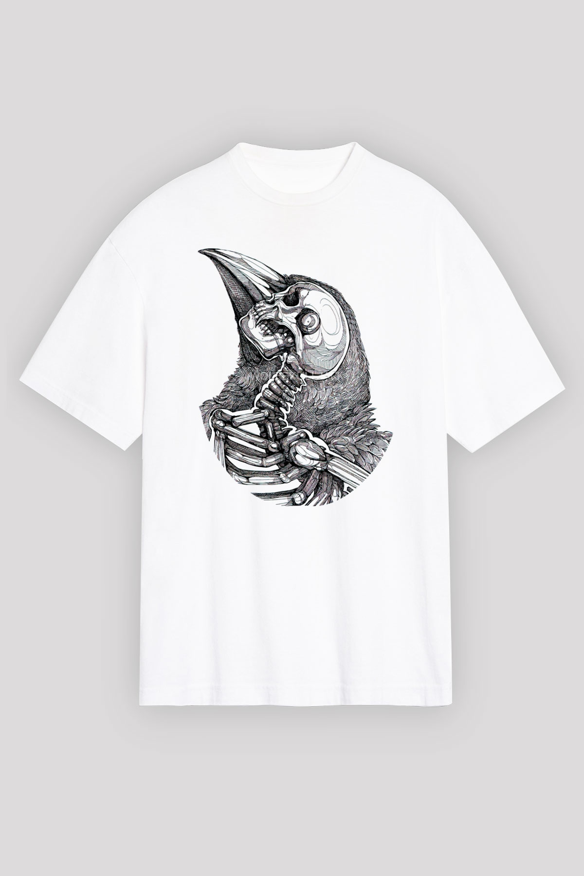 Kurukafa Baskılı Unisex Beyaz Tişört