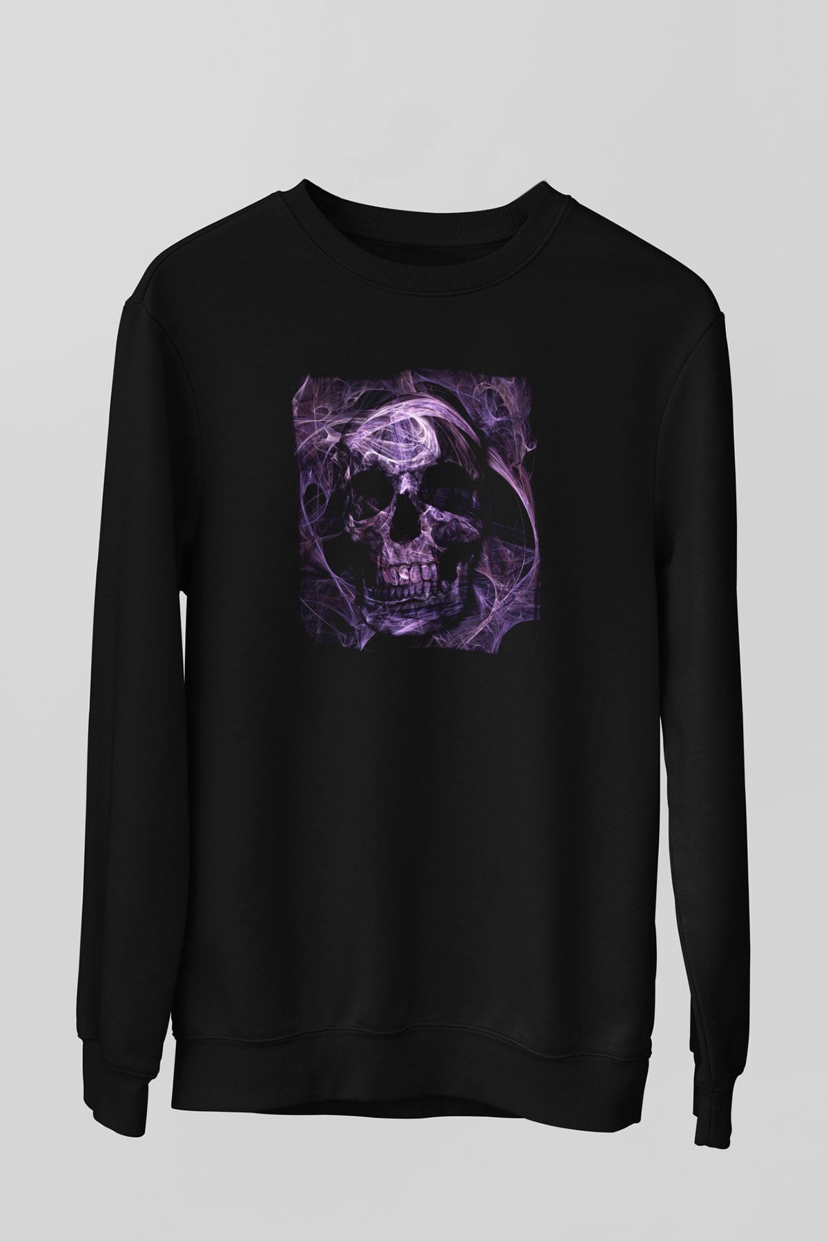 Kurukafa Baskılı Unisex Siyah  Sweatshirt