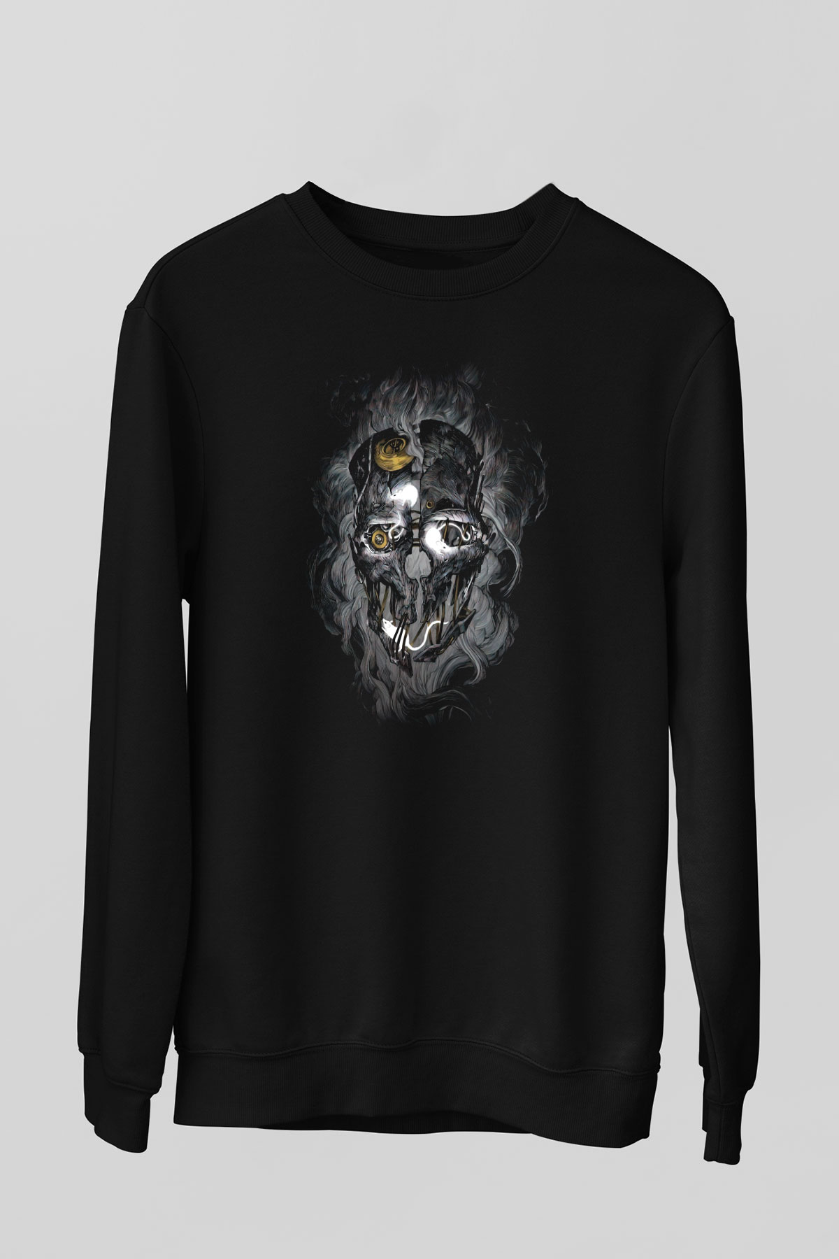 Kurukafa Baskılı Unisex Siyah  Sweatshirt