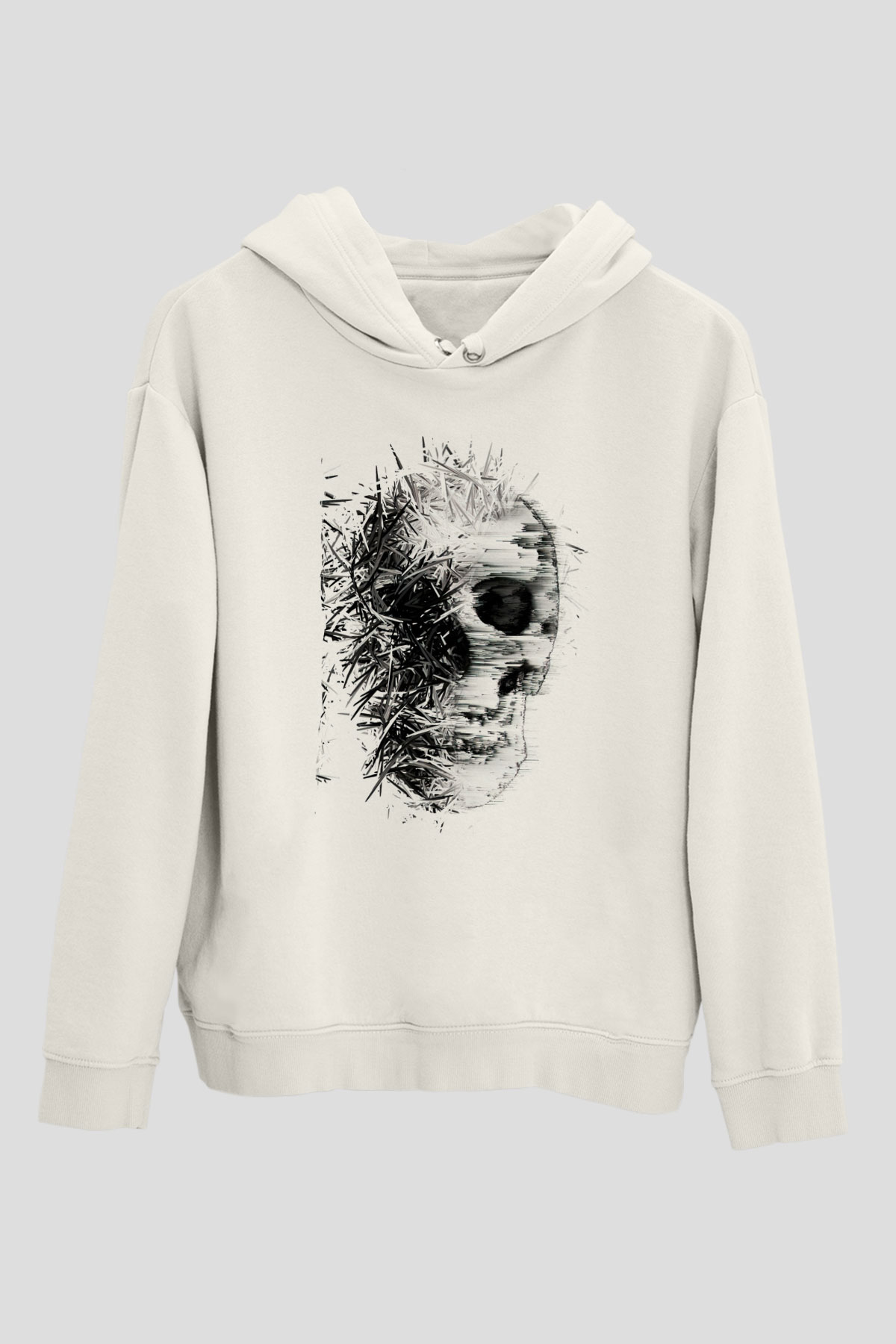 Kurukafa Beyaz Tshirt Unisex Hoodie
