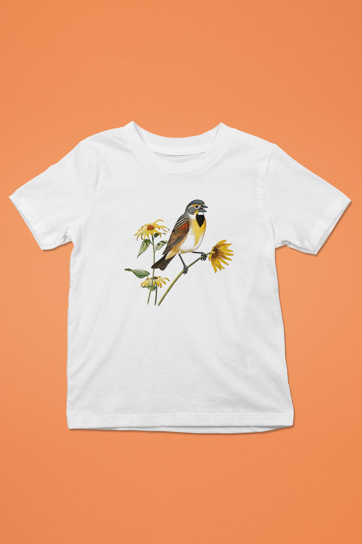 Kuş Baskılı Beyaz Unisex Çocuk Tişört