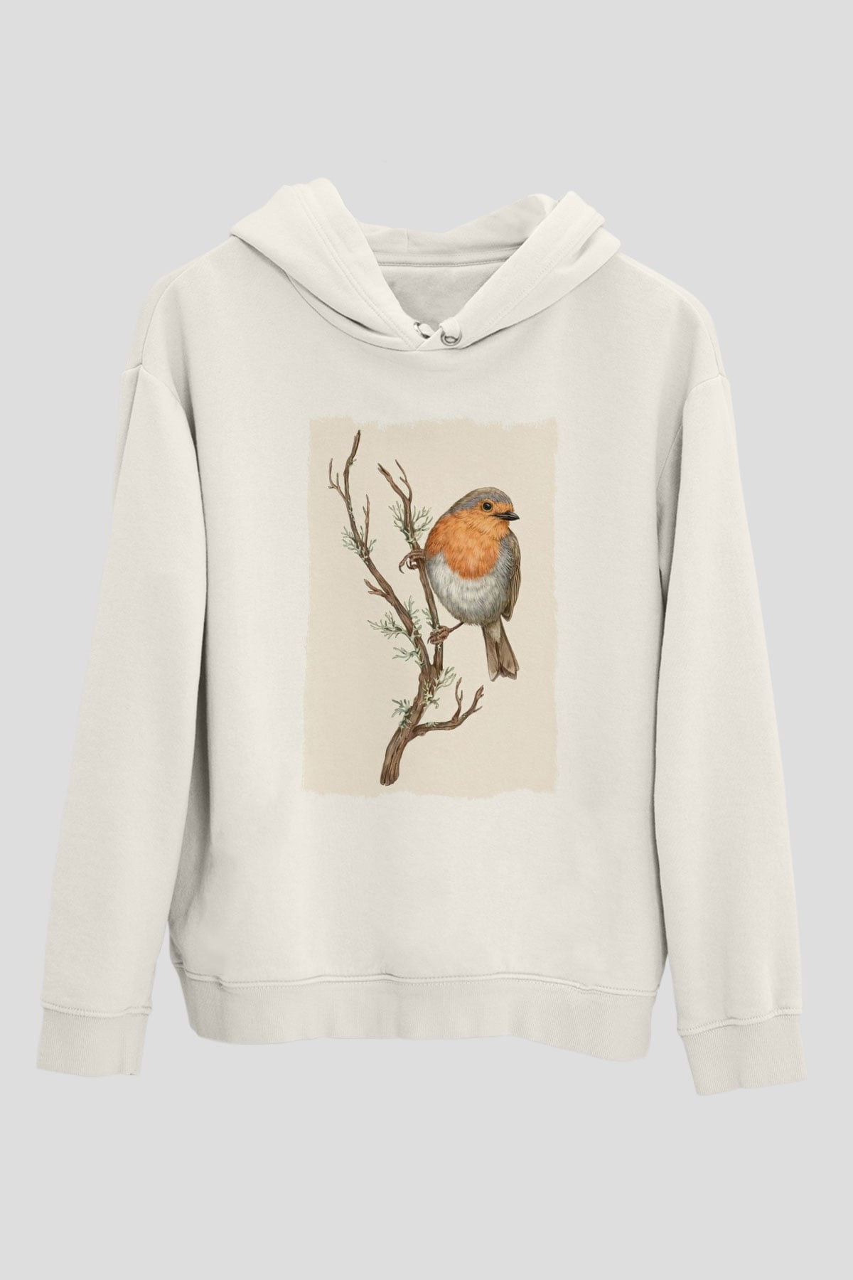 Kuş Beyaz Unisex Hoodie