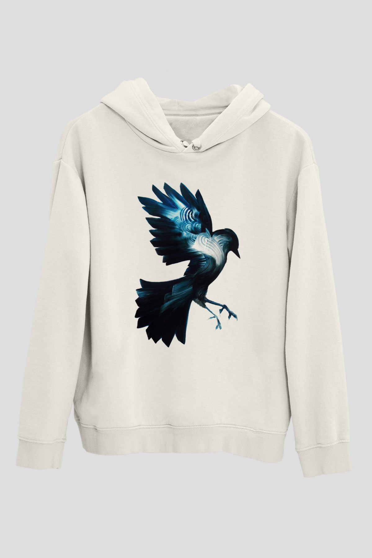 Kuş Beyaz Unisex Kapşonlu Sweatshirt