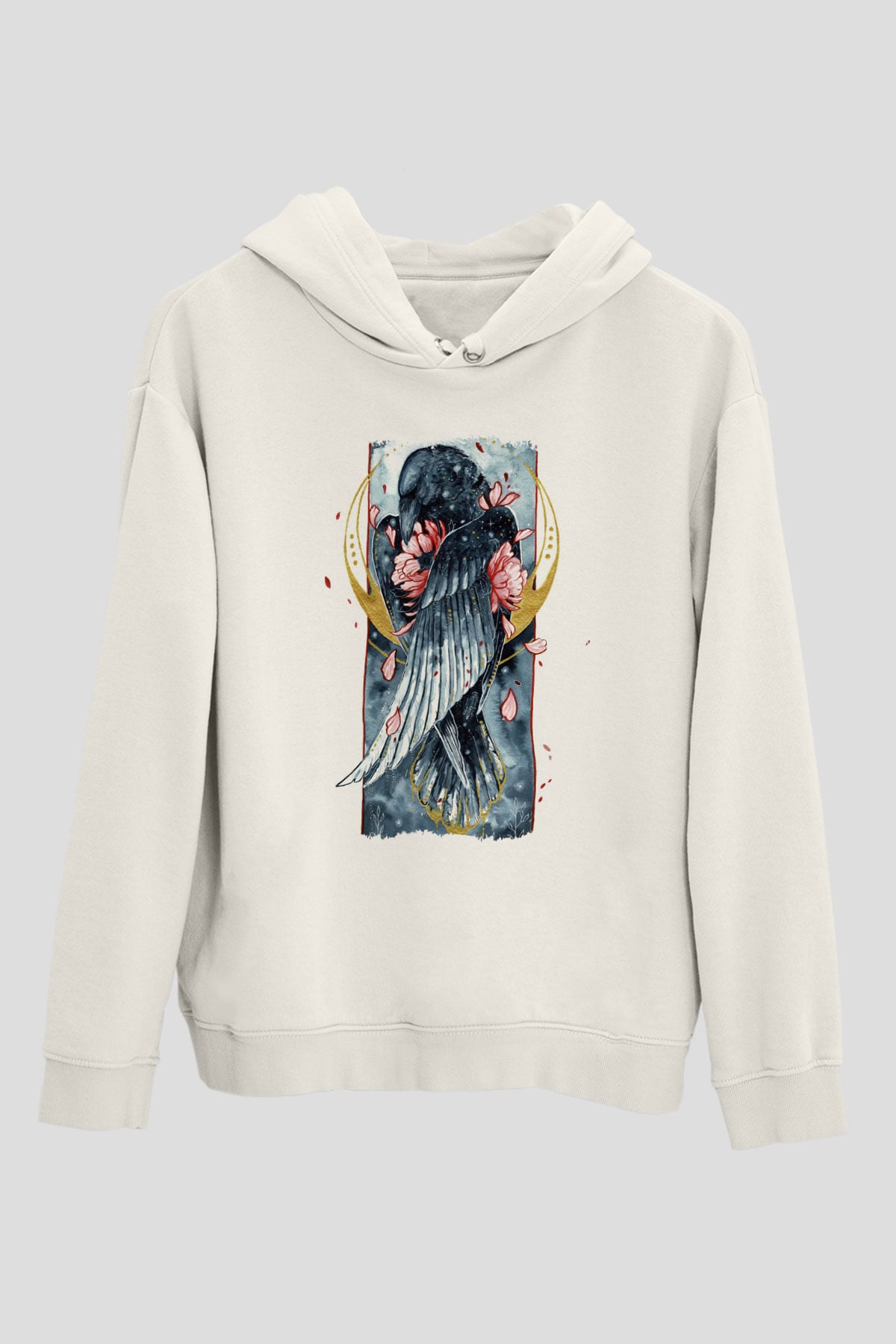 Kuş Beyaz Unisex Kapüşonlu Sweatshirt