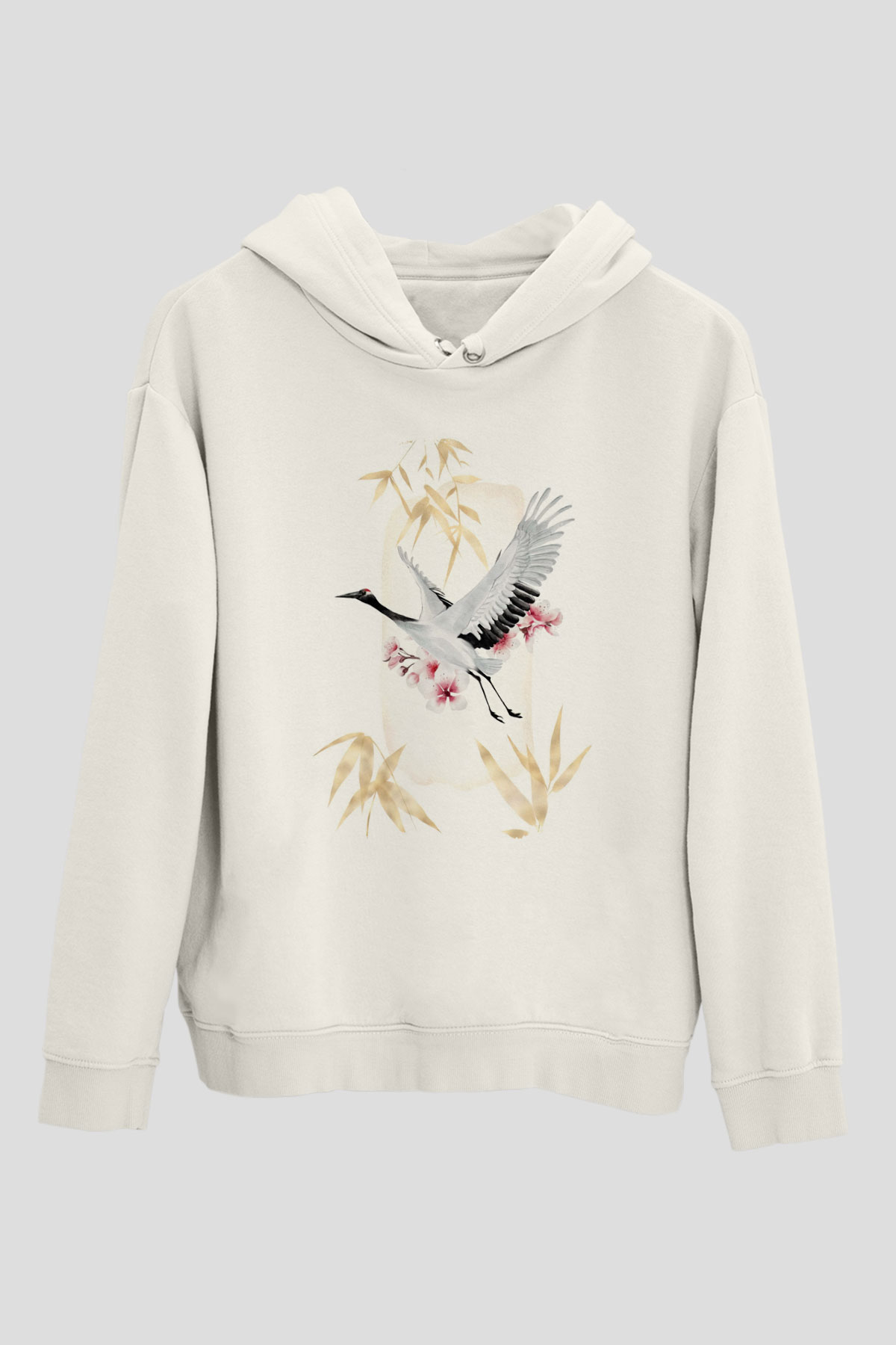 Kuş Beyaz Unisex Kapüşonlu Sweatshirt