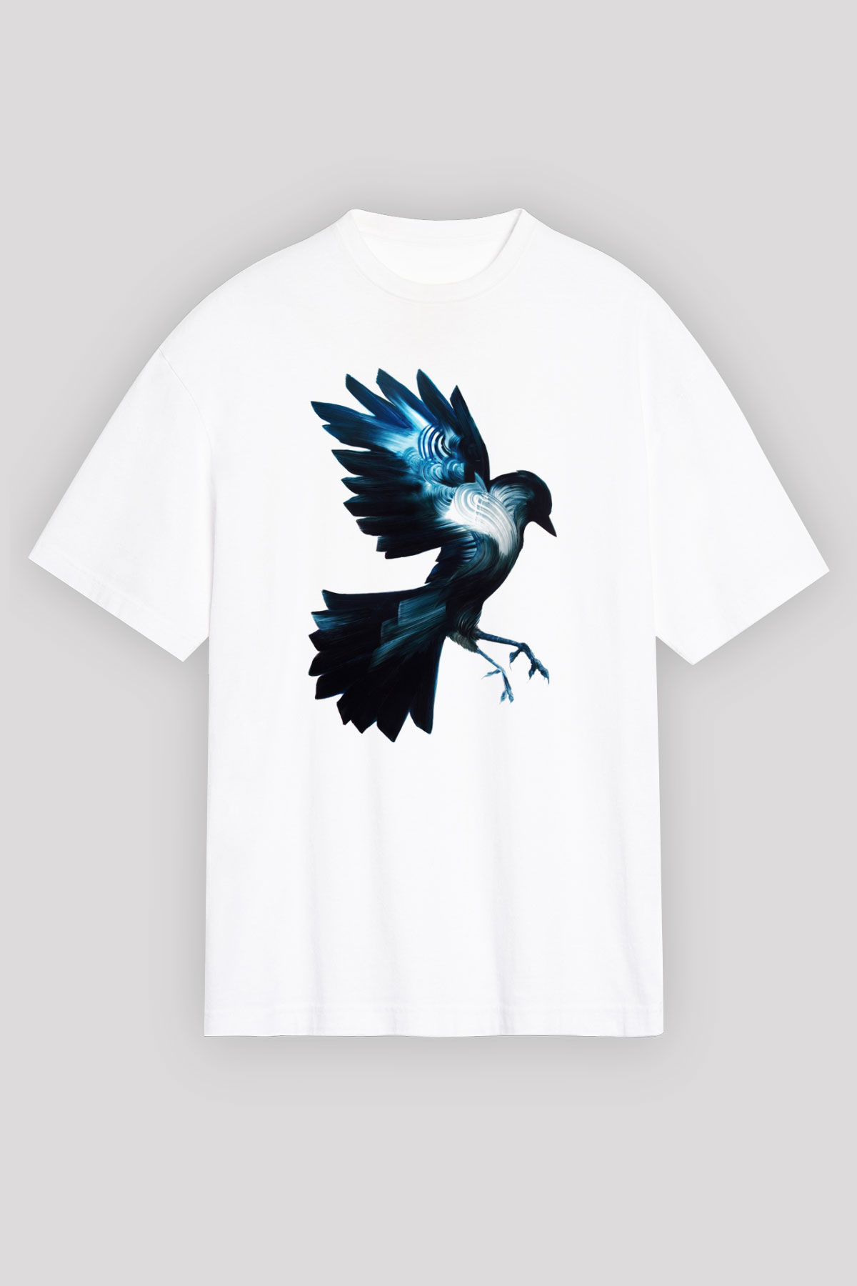 Kuş Beyaz Unisex Oversize Tişört T-Shirt