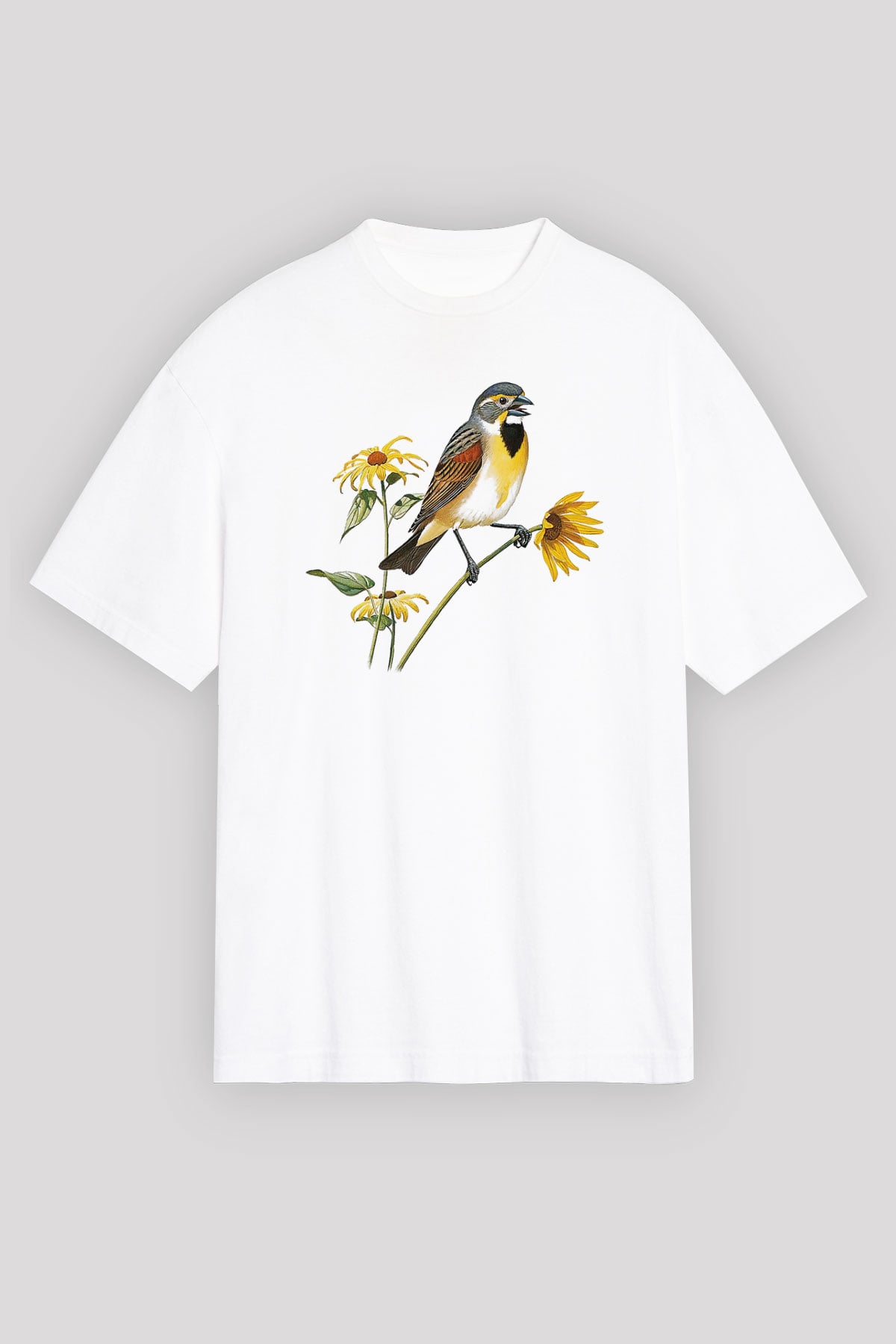Kuş Beyaz Unisex Oversize Tişört T-Shirt
