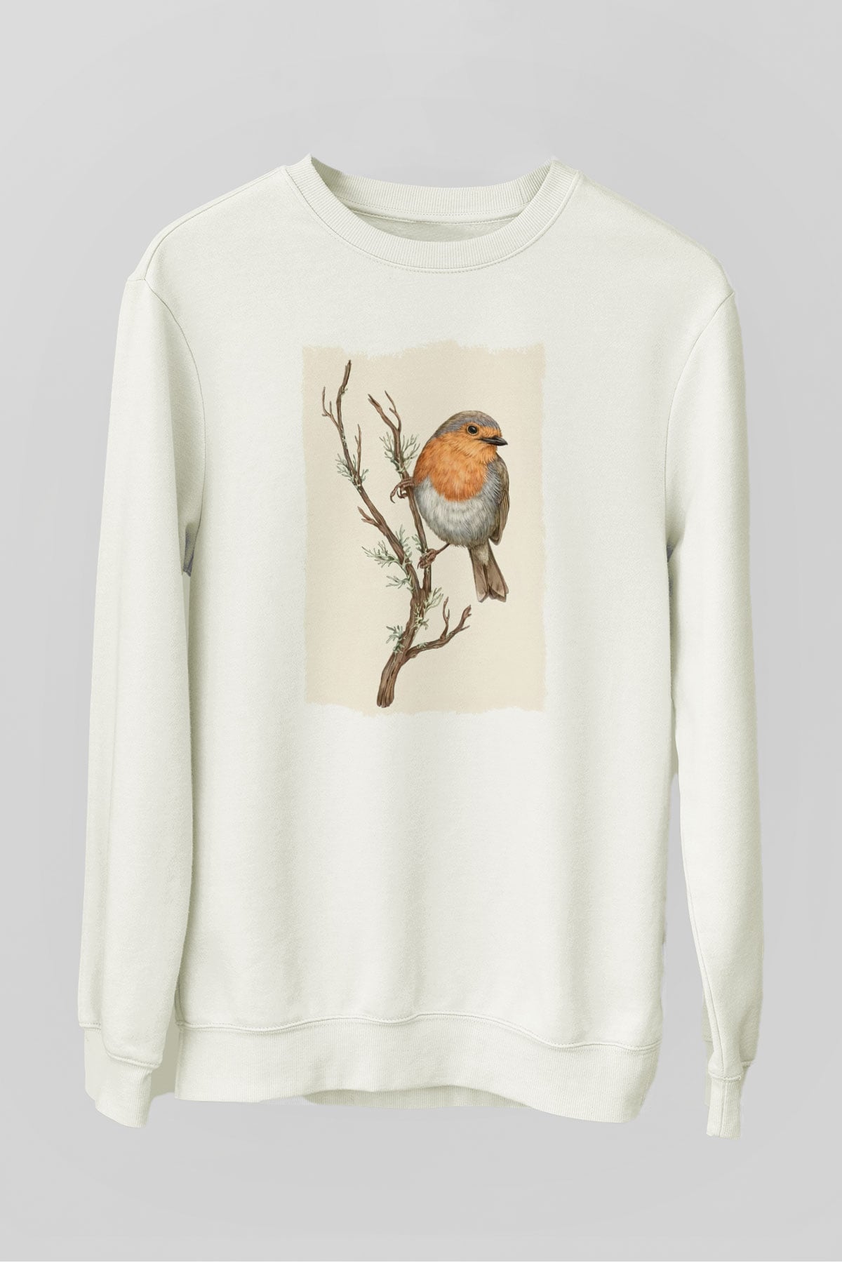Kuş Beyaz Unisex Sweatshirt