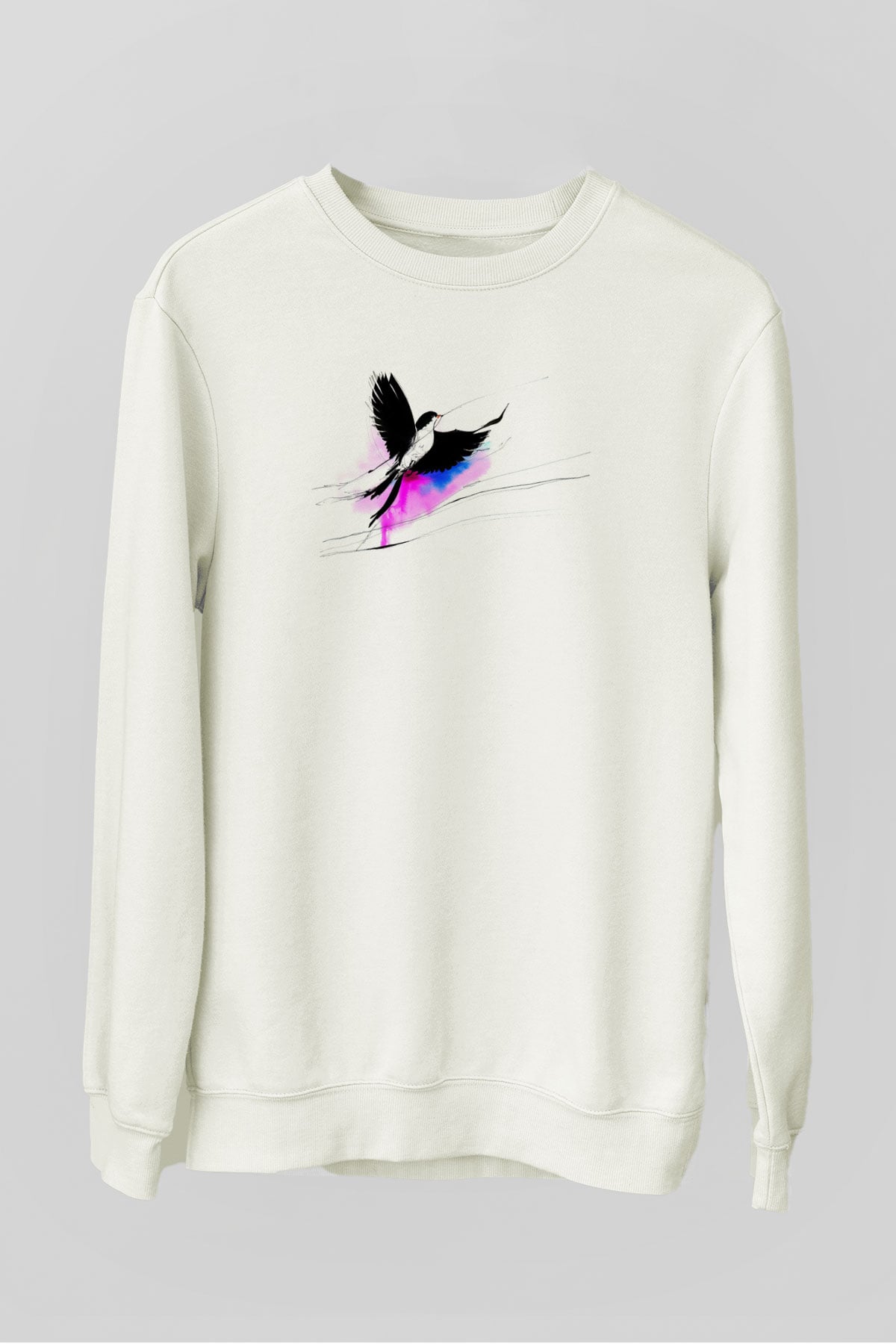 Kuş Beyaz Unisex Sweatshirt