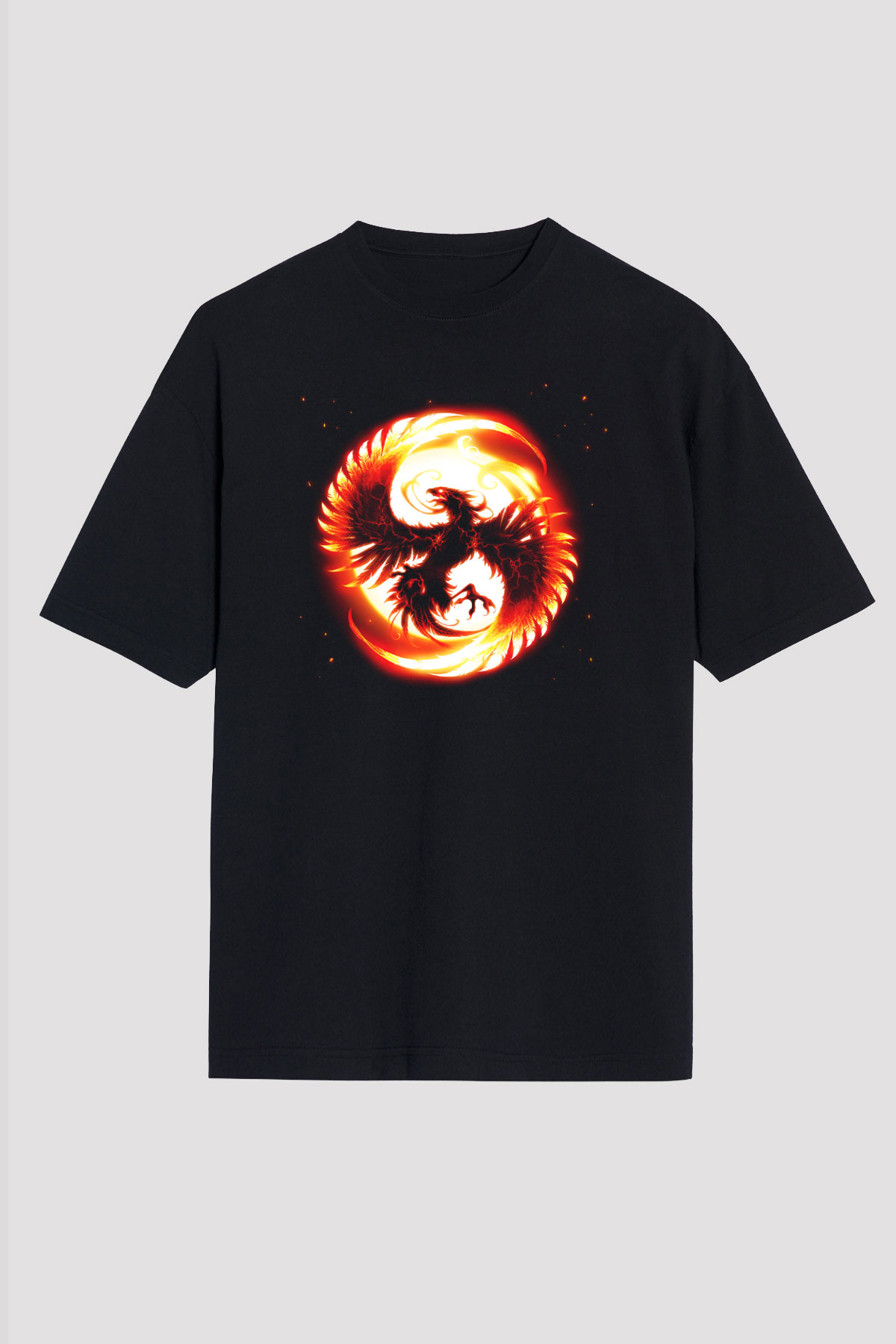Kuş Siyah Unisex Oversize Tişört T-Shirt