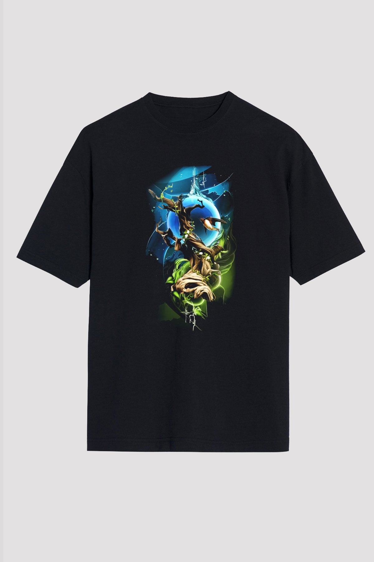 Kuş Siyah Unisex Oversize Tişört T-Shirt