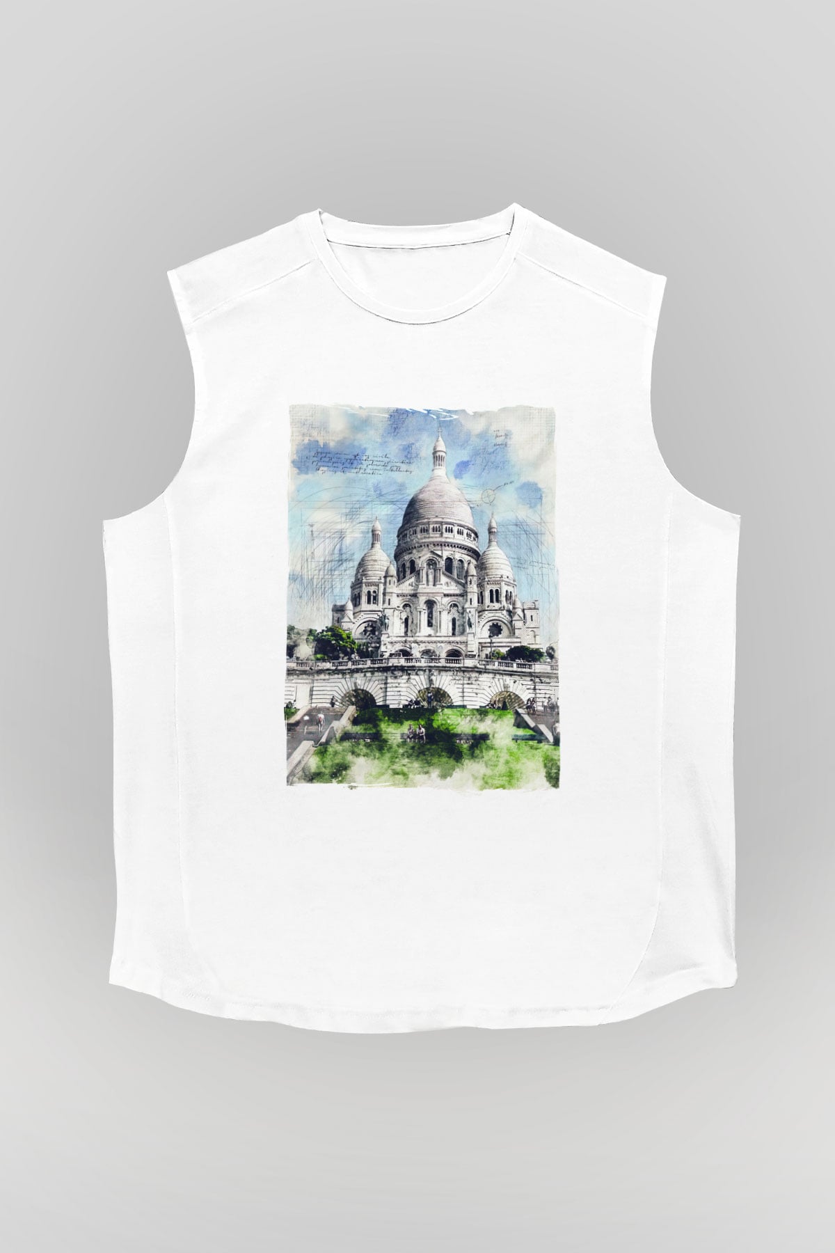 Kutsal Kalp Bazilikası Beyaz Unisex Kolsuz Tişört