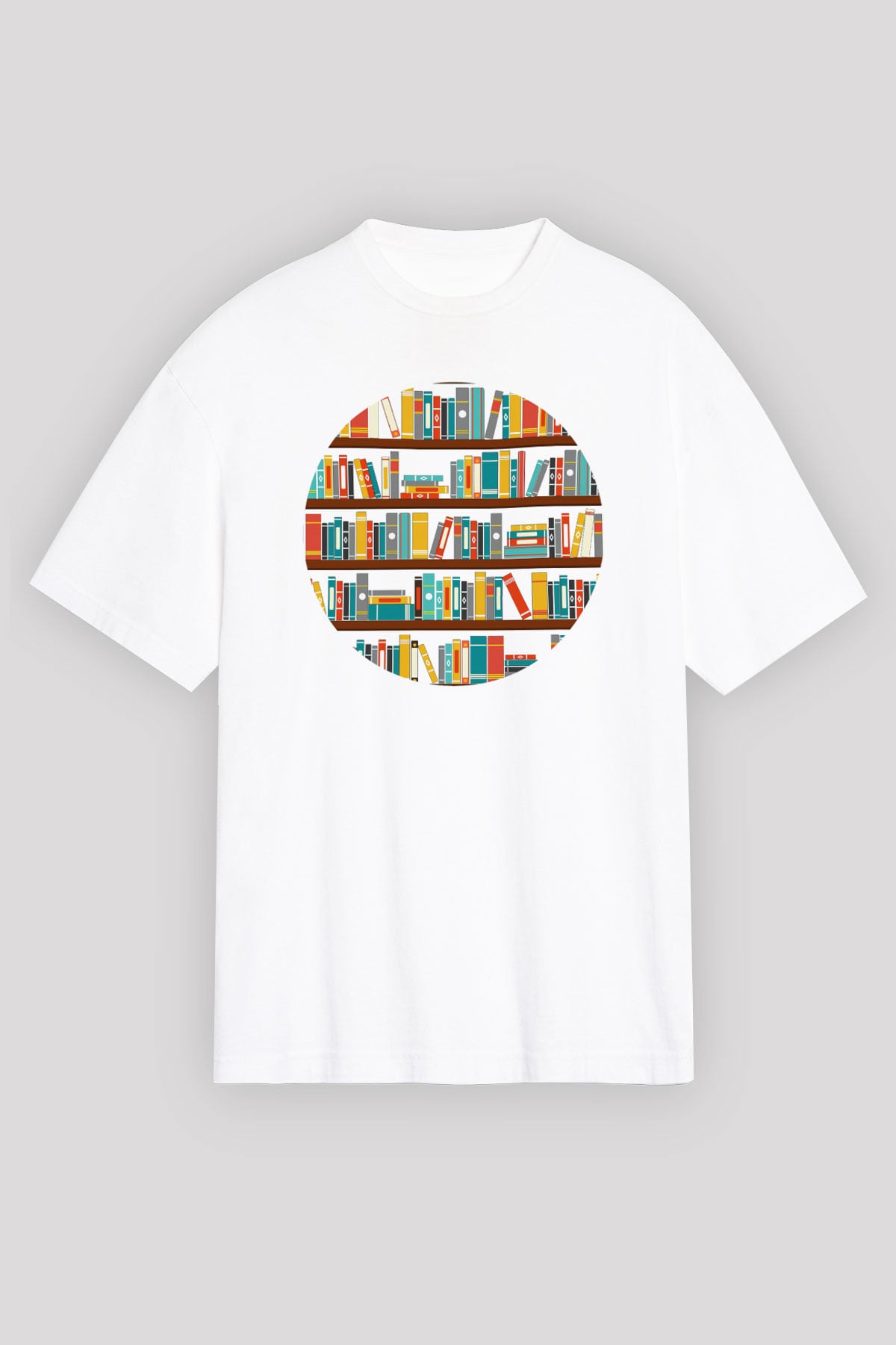 Kütüphaneci Beyaz Unisex Oversize Tişört T-Shirt